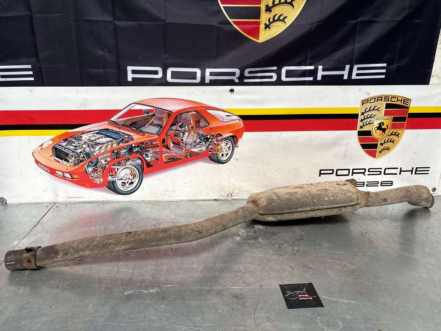 Porsche 928 Left side silencer, used 92811109301