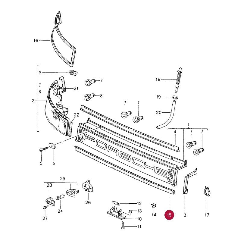 Porsche 964 Centre Rear Light Gasket, 96463114801 New
