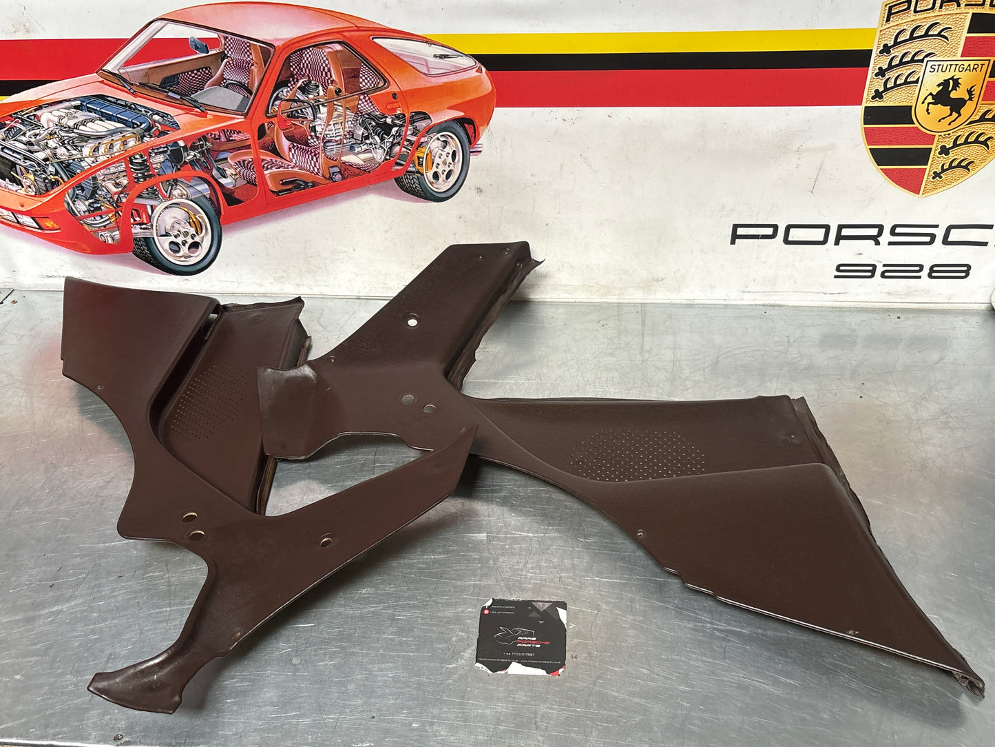 Porsche 944 924 brown rear interior C Post trims/cards. Quarter panel trim used 94455502101 94455502201