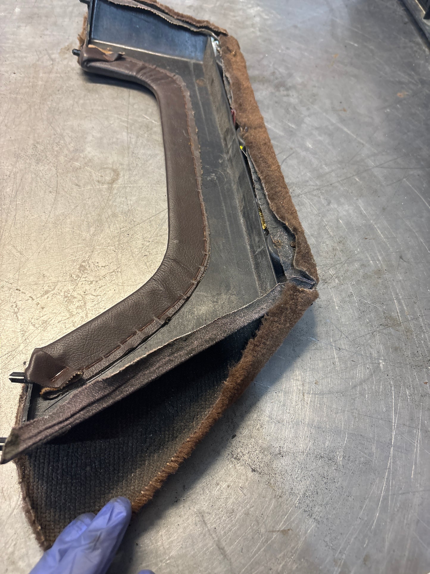 924/944 Left, Passenger side brown carpeted door pocket, used 477867133