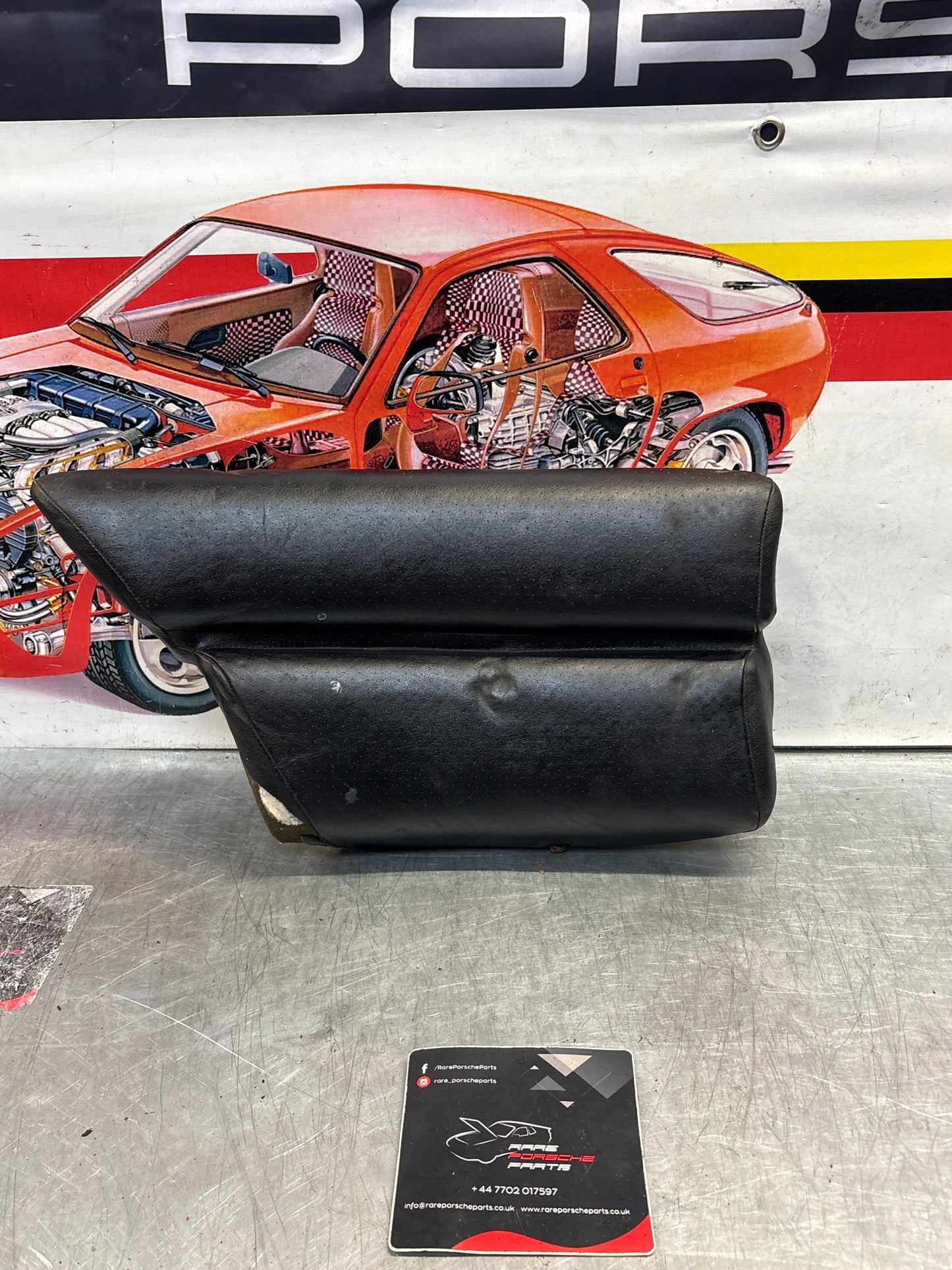 Porsche 928 rear left seat cushion, black, leather, used 92852205951