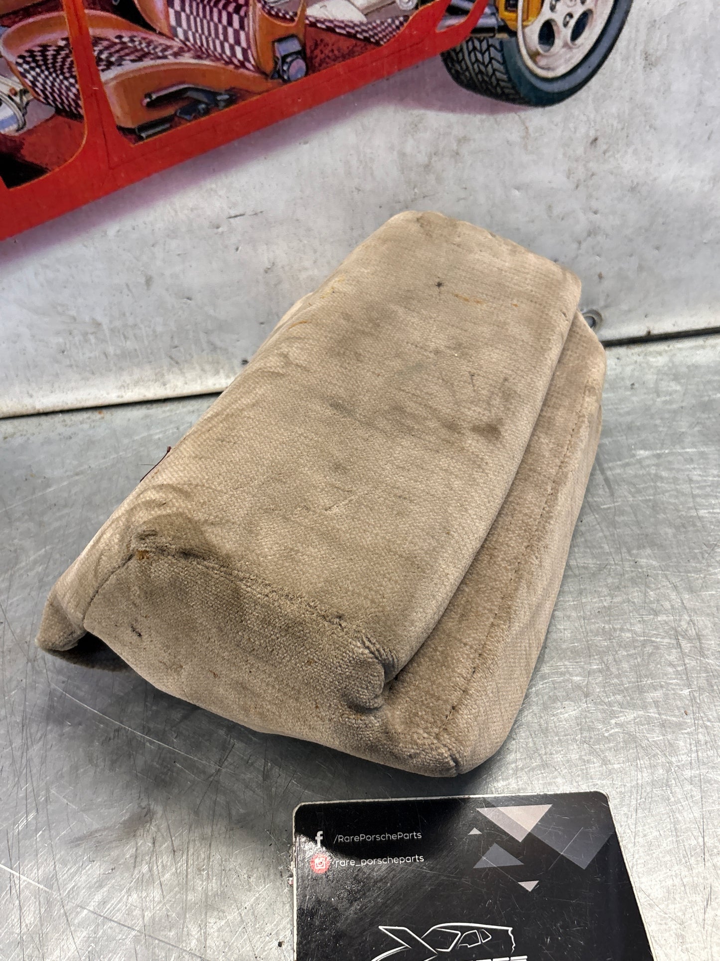 Porsche 928 rear right seat centre cushion, carpeted beige pinstripe, used 92852208851