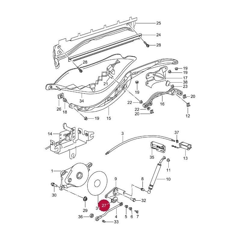 Porsche 986 Pivot Bush for Cabriolet Hood, 98656188100 New