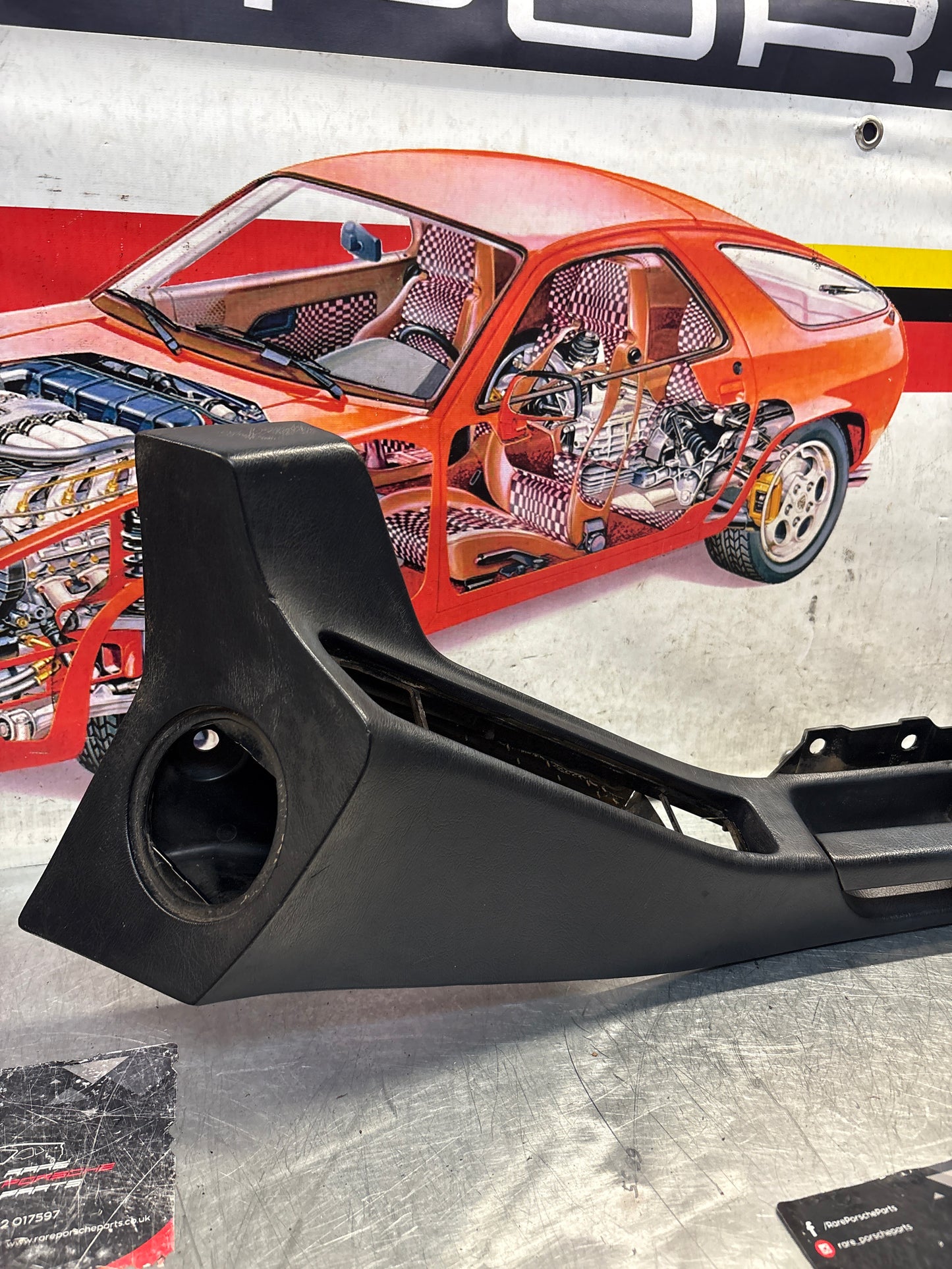 Porsche 928 dark green door armrest, right, off side, 92855510203, used