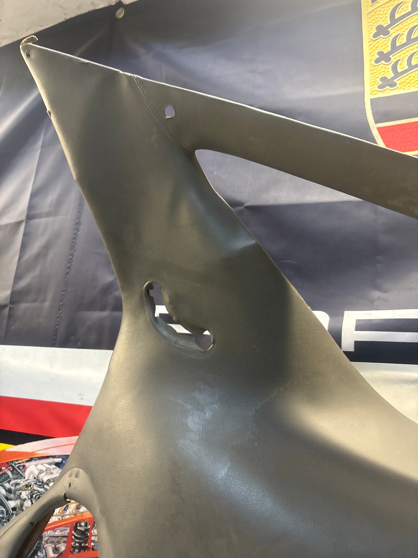 Porsche 928 right side lower side trim panel, grey used 92855502257