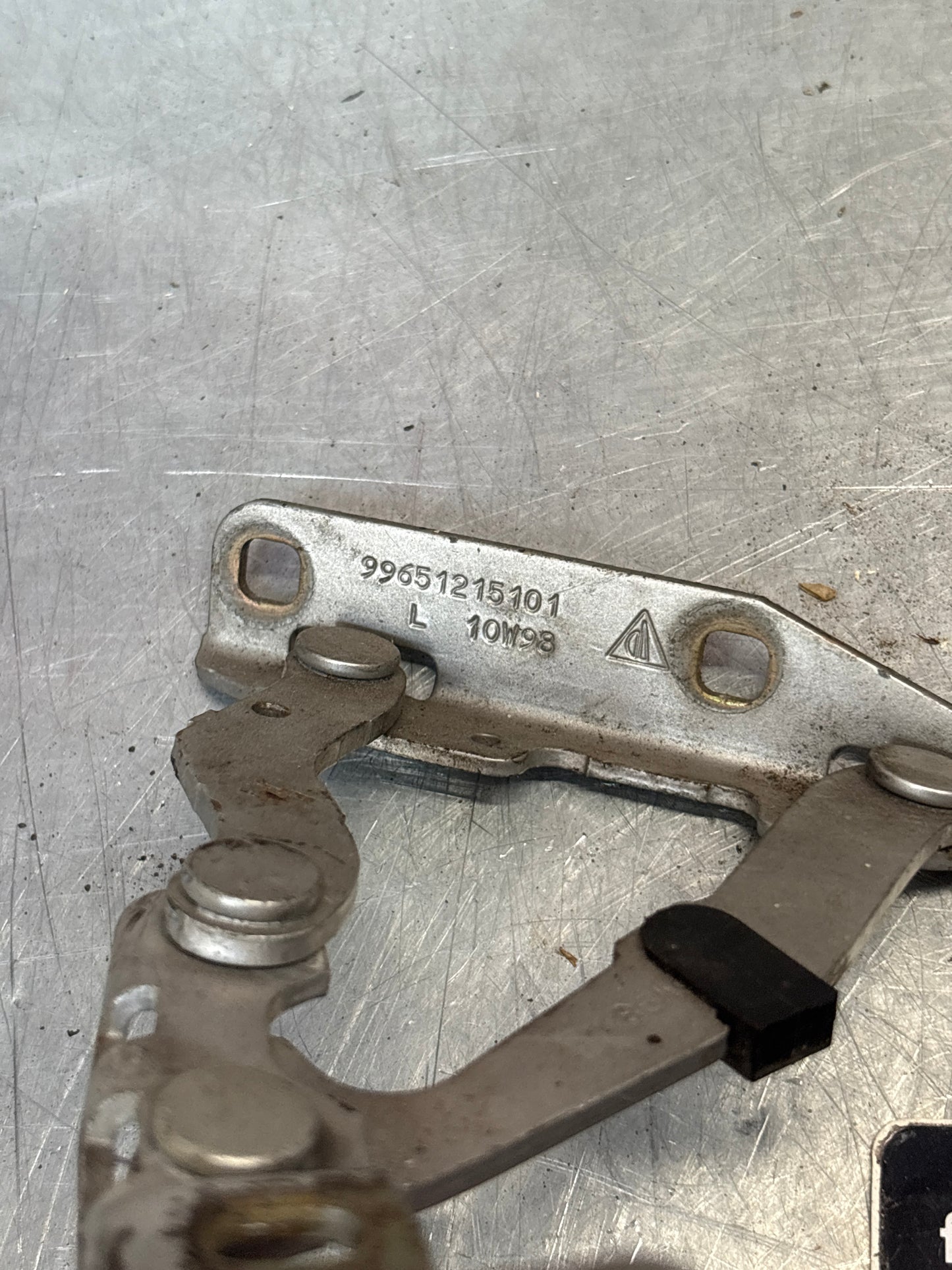 Porsche 911 996 / 986 engine deck lid hinge left side, used 99651215101