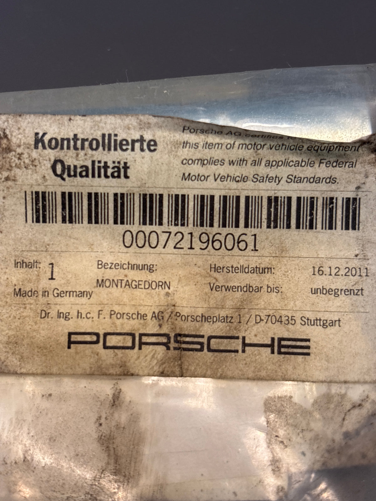 Porsche 996 Assembly Mandrel 00072196061, special tool 9606/1
