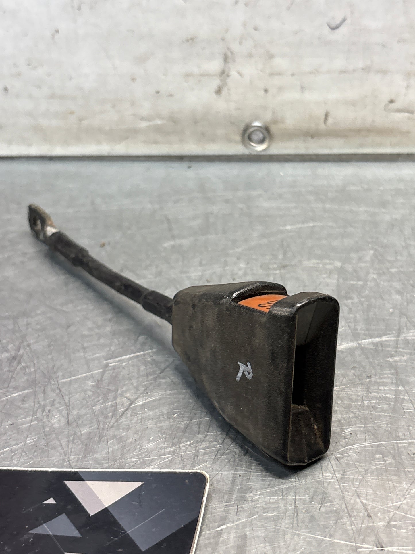 Used Porsche 924 early right seat belt anchor clasp retainer, buckle. 477857756D used