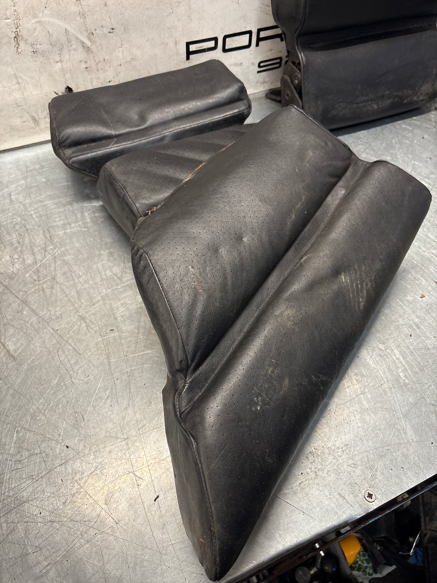 Porsche 928 black leather rear seat set, used