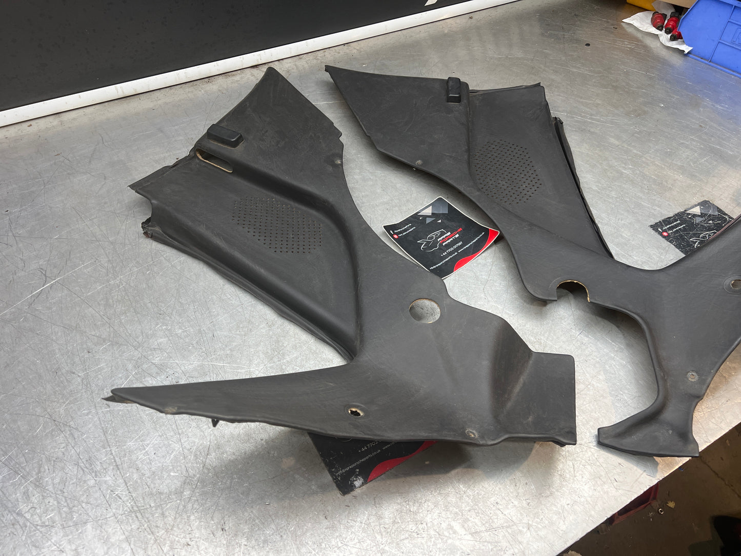 Porsche 944 black rear interior C Post trims/cards. Quarter panel trim used 944555021 944555022