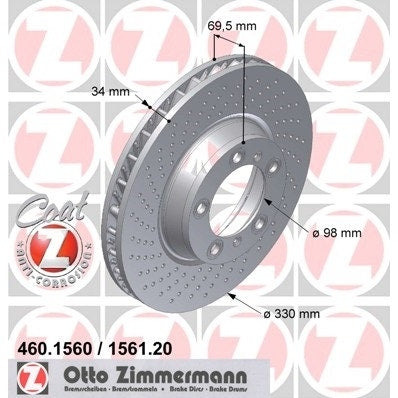 Porsche 996 997 Brake Disc, Front Right, 99635141004 New