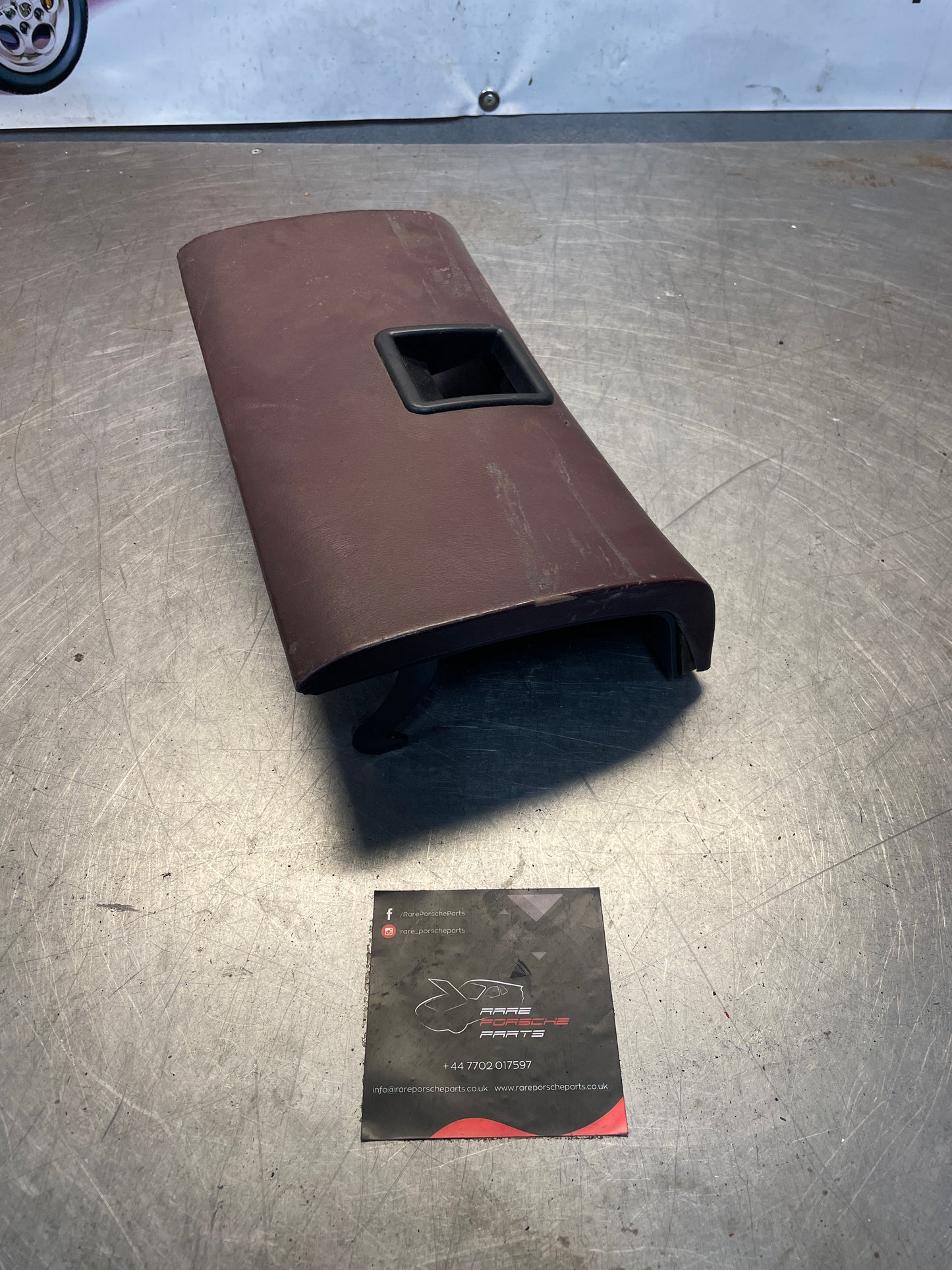 Porsche 928 glove box door, used, burgundy