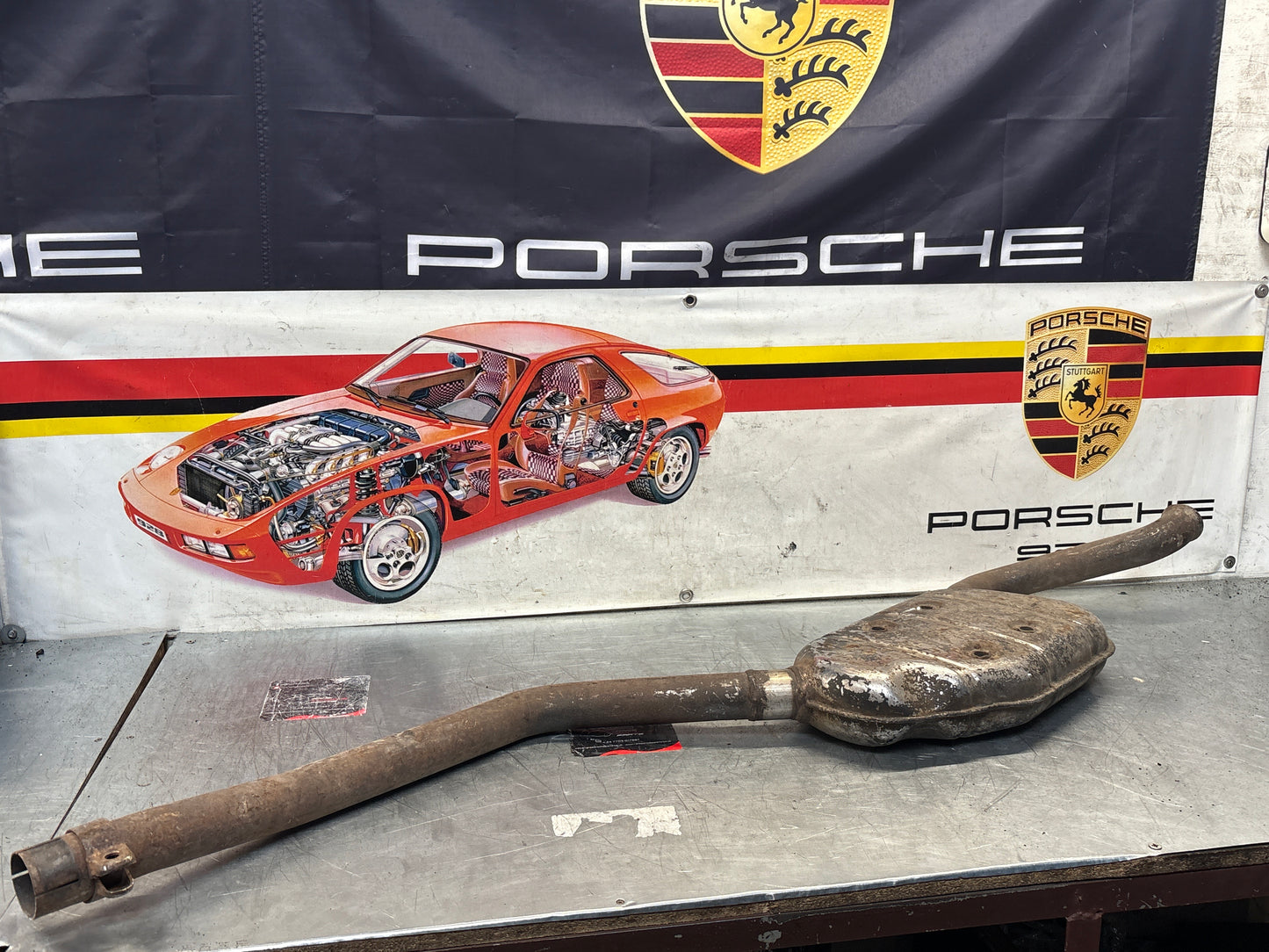 Porsche 928 Left side silencer, used 92811109301