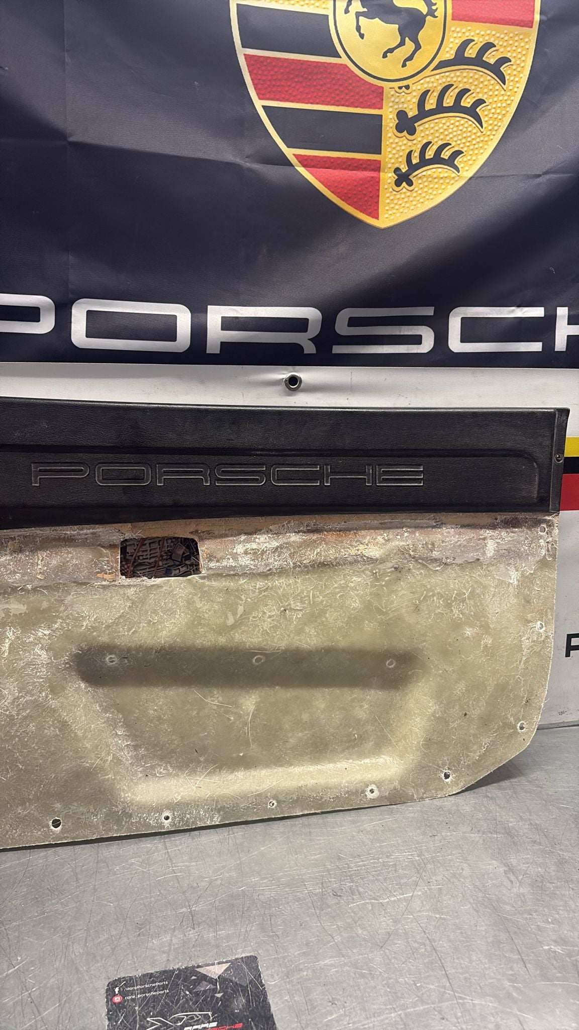 Porsche 924 / 944 early right manual Used door card, black, 477867012 no fabric!, Porsche scripted