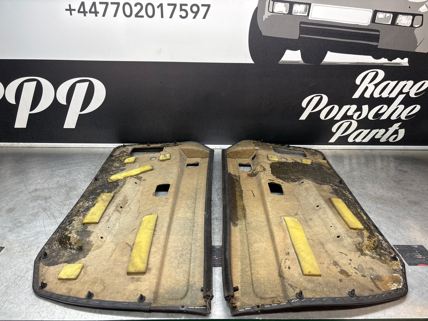 Porsche 924 944 -85.5 pair of Used RHD black door cards, 478867011 / 478867012