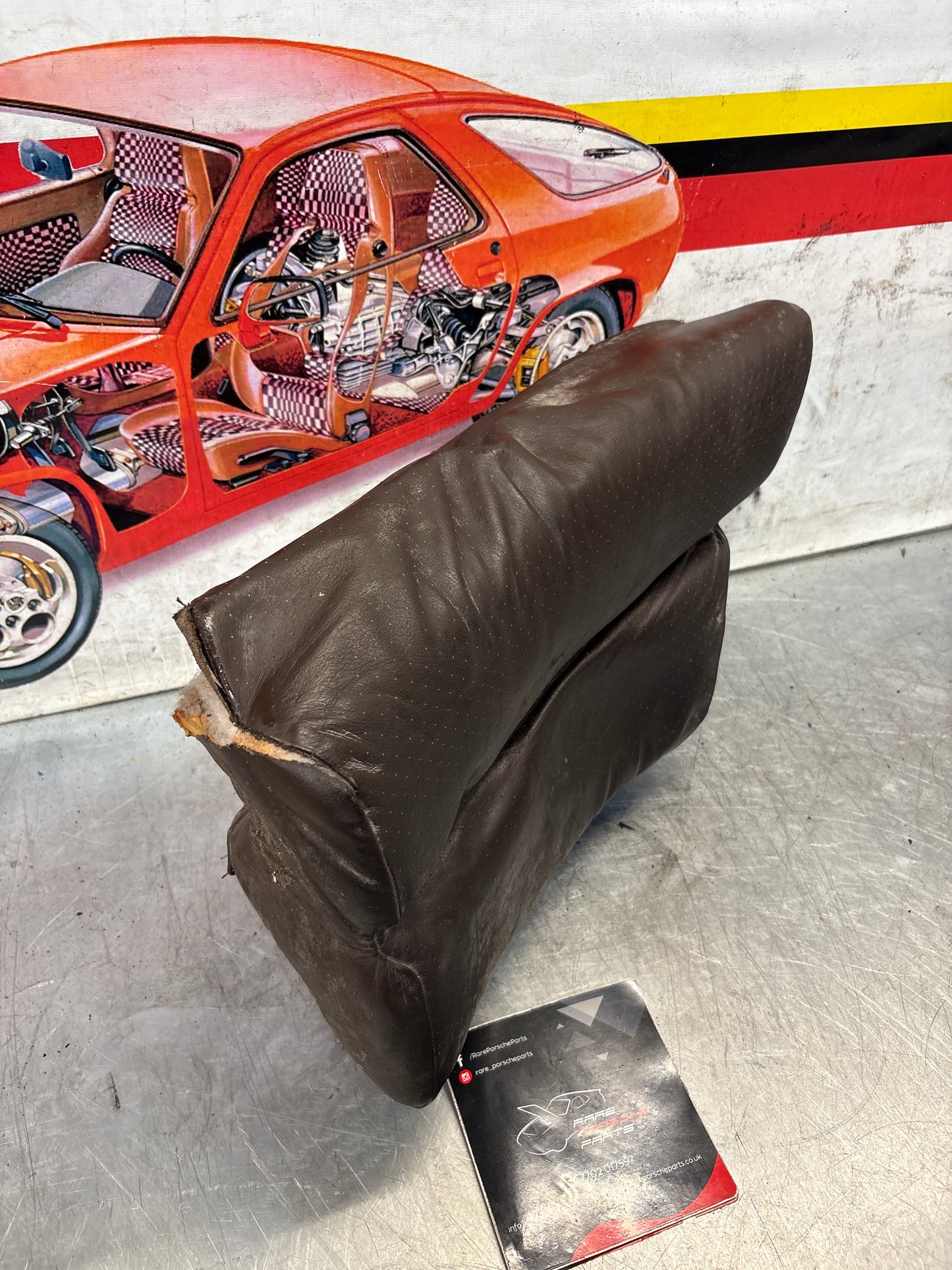 Porsche 928 rear right seat cushion, brown, leather, used 92852206051
