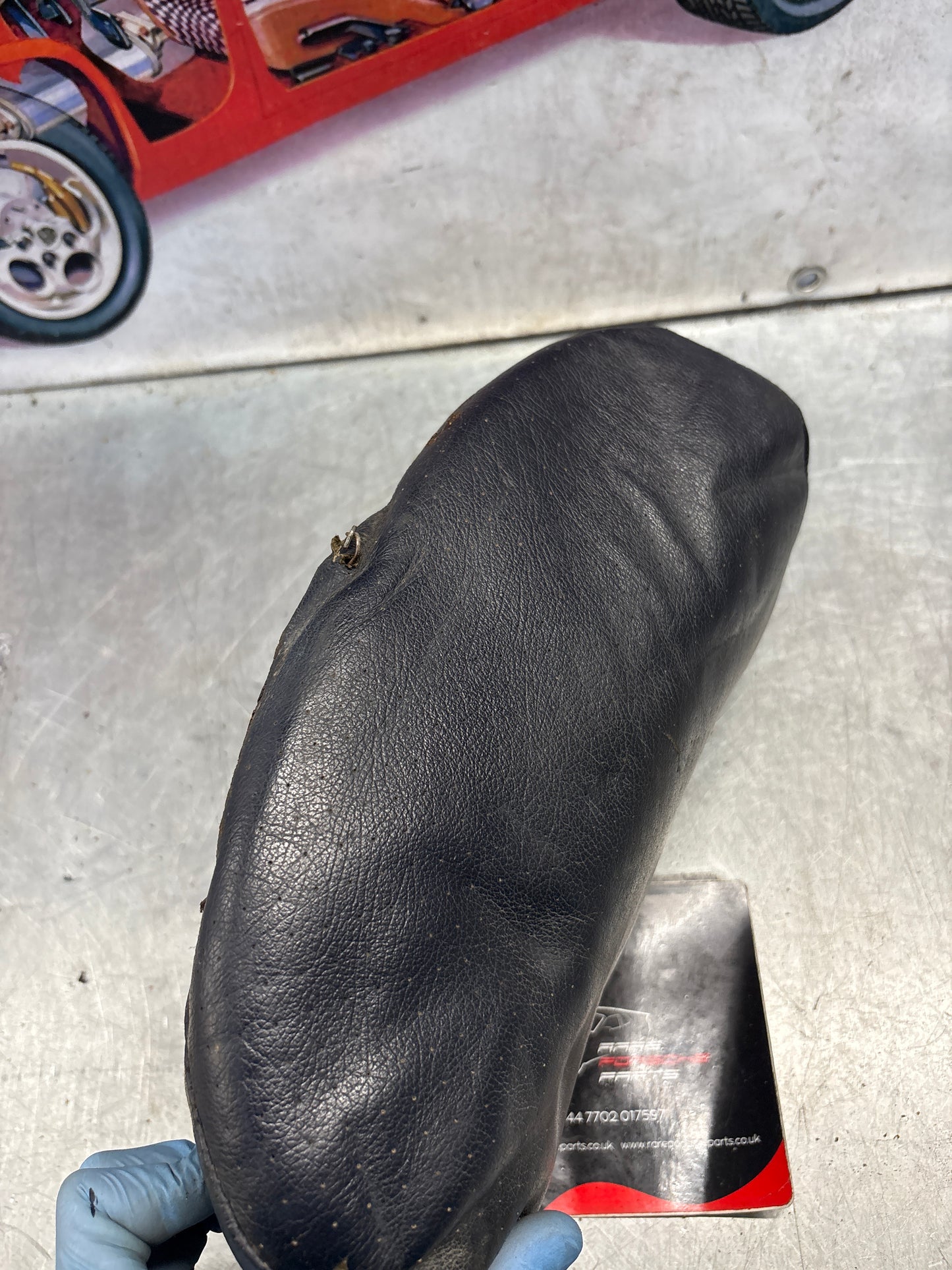 Porsche 928 rear right seat centre cushion, leather, blue, used 92852208851