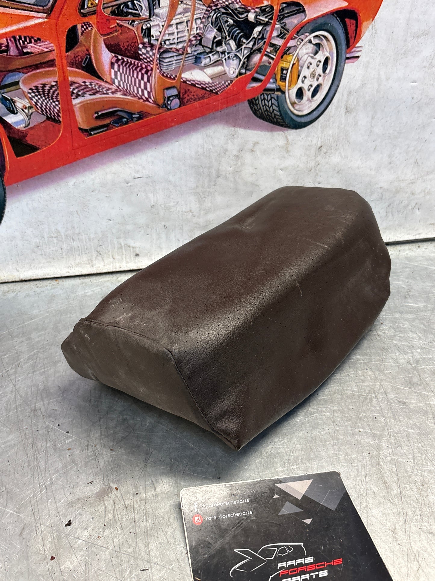 Porsche 928 rear right seat upper cushion, leather, brown, used 92852204650