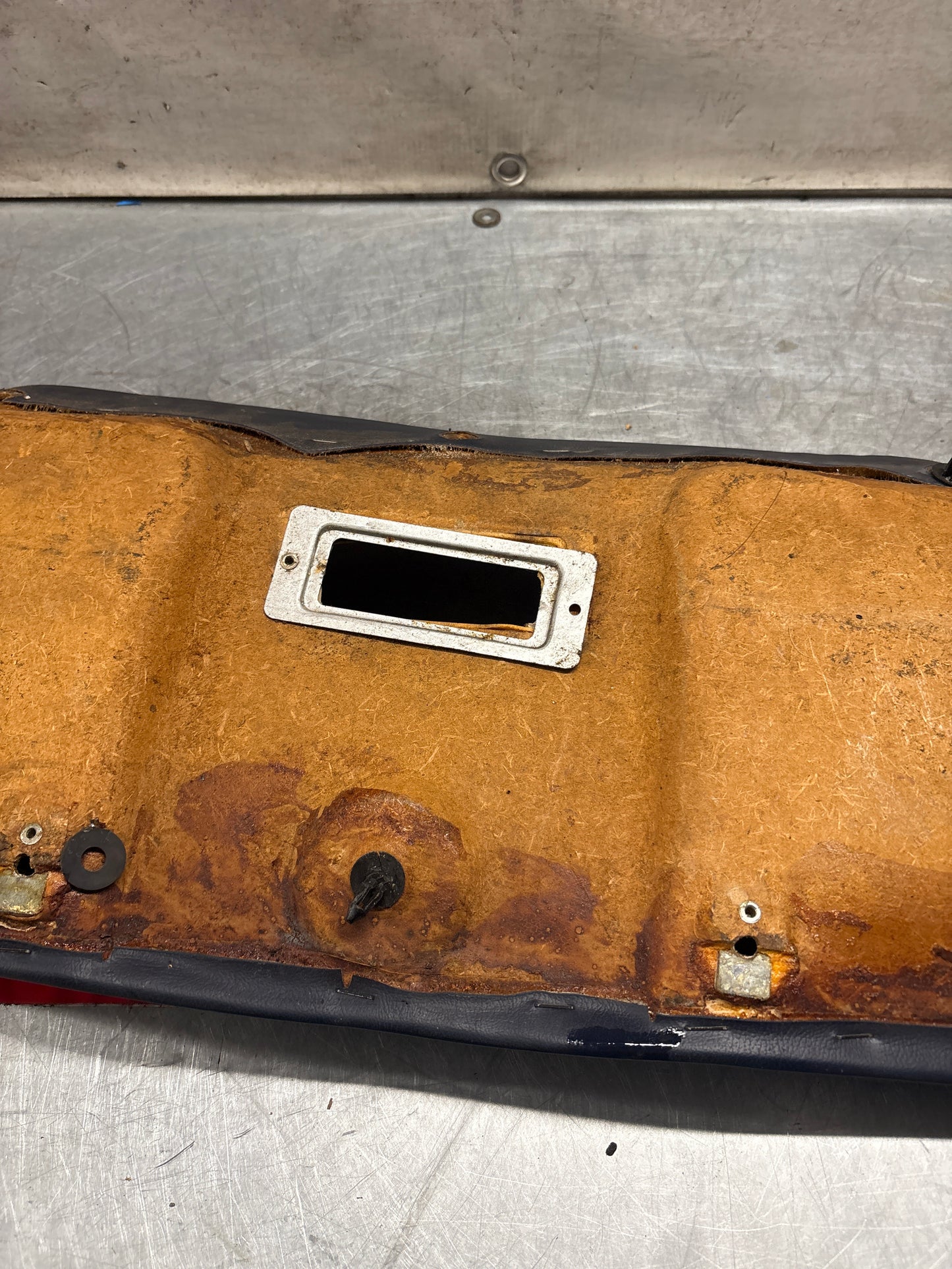 Porsche 928 sunroof mechanism cover trim, used, blue 92855552702