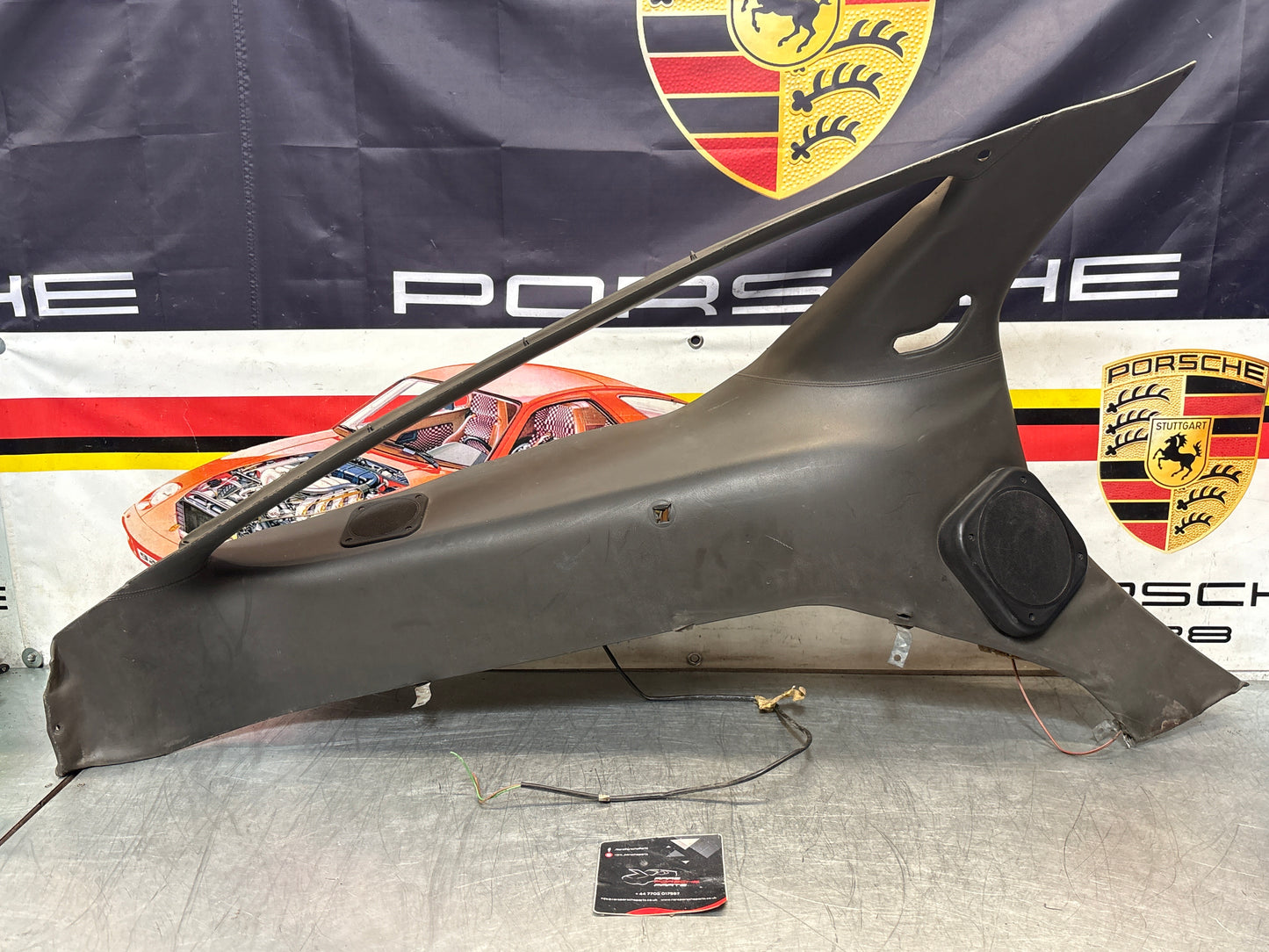 Porsche 928 left side lower side trim panel, grey used 92855502157