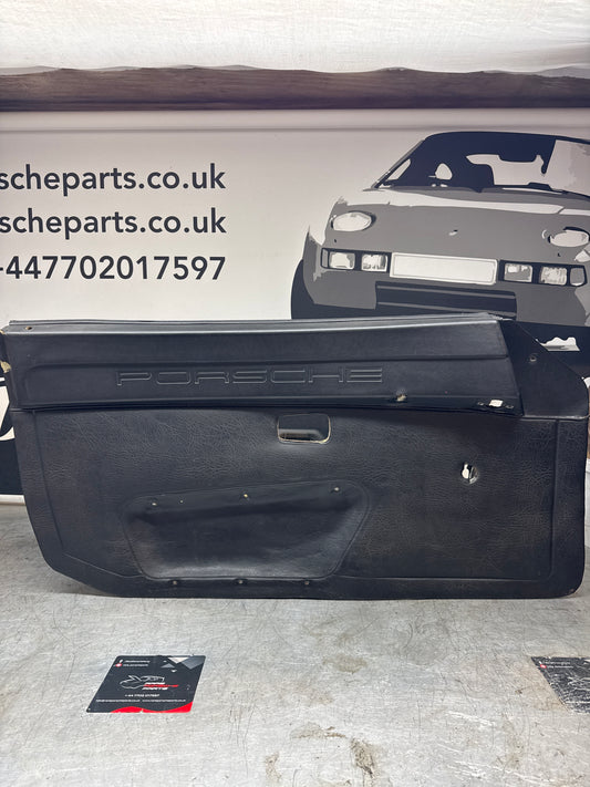 Porsche 924 Black LHD Left door card. Manual window (non electric). Fibreglass repaired. 477867012