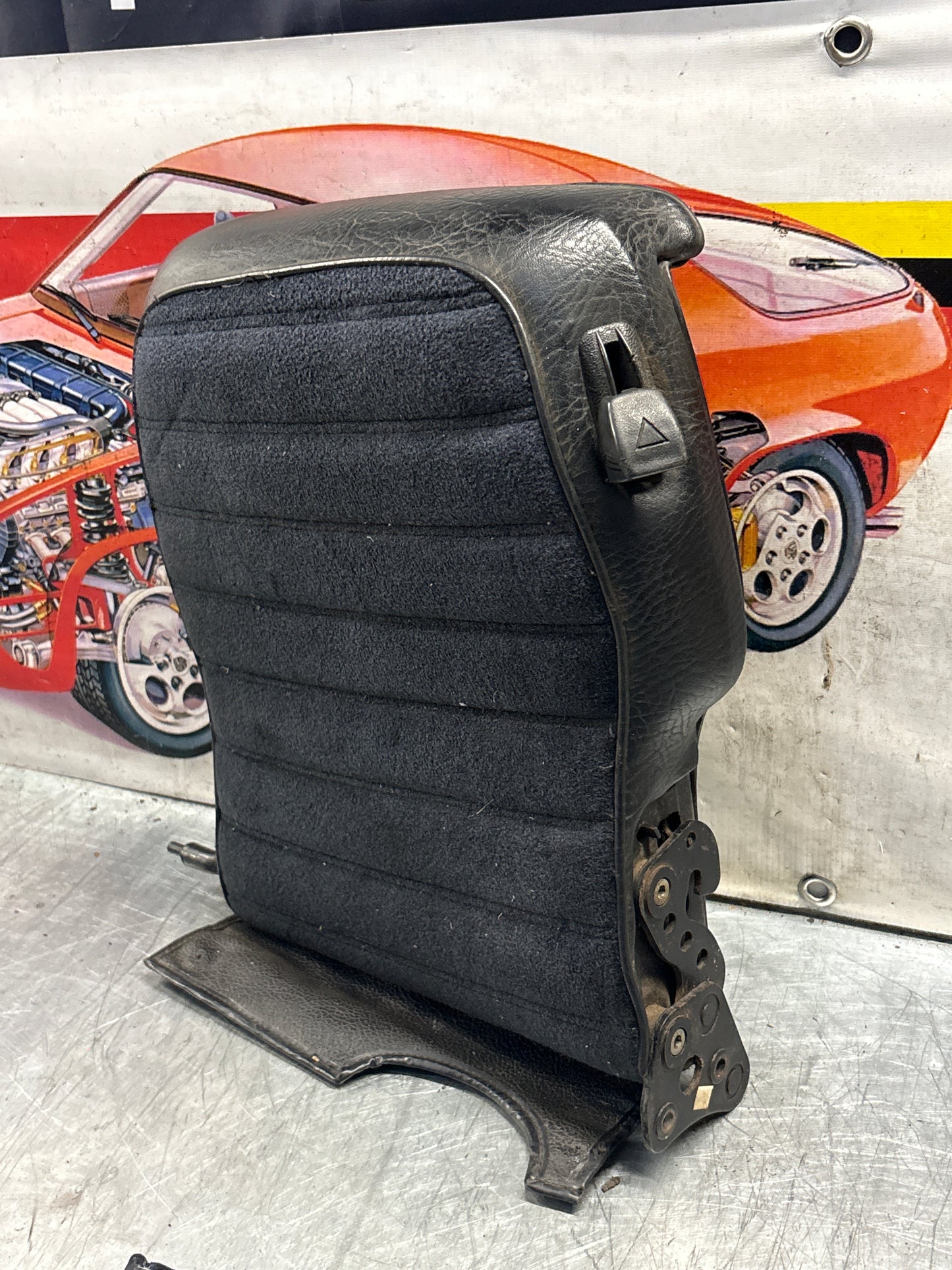 Porsche 928 rear left seat backrest, black, leather-velour used 92852203752