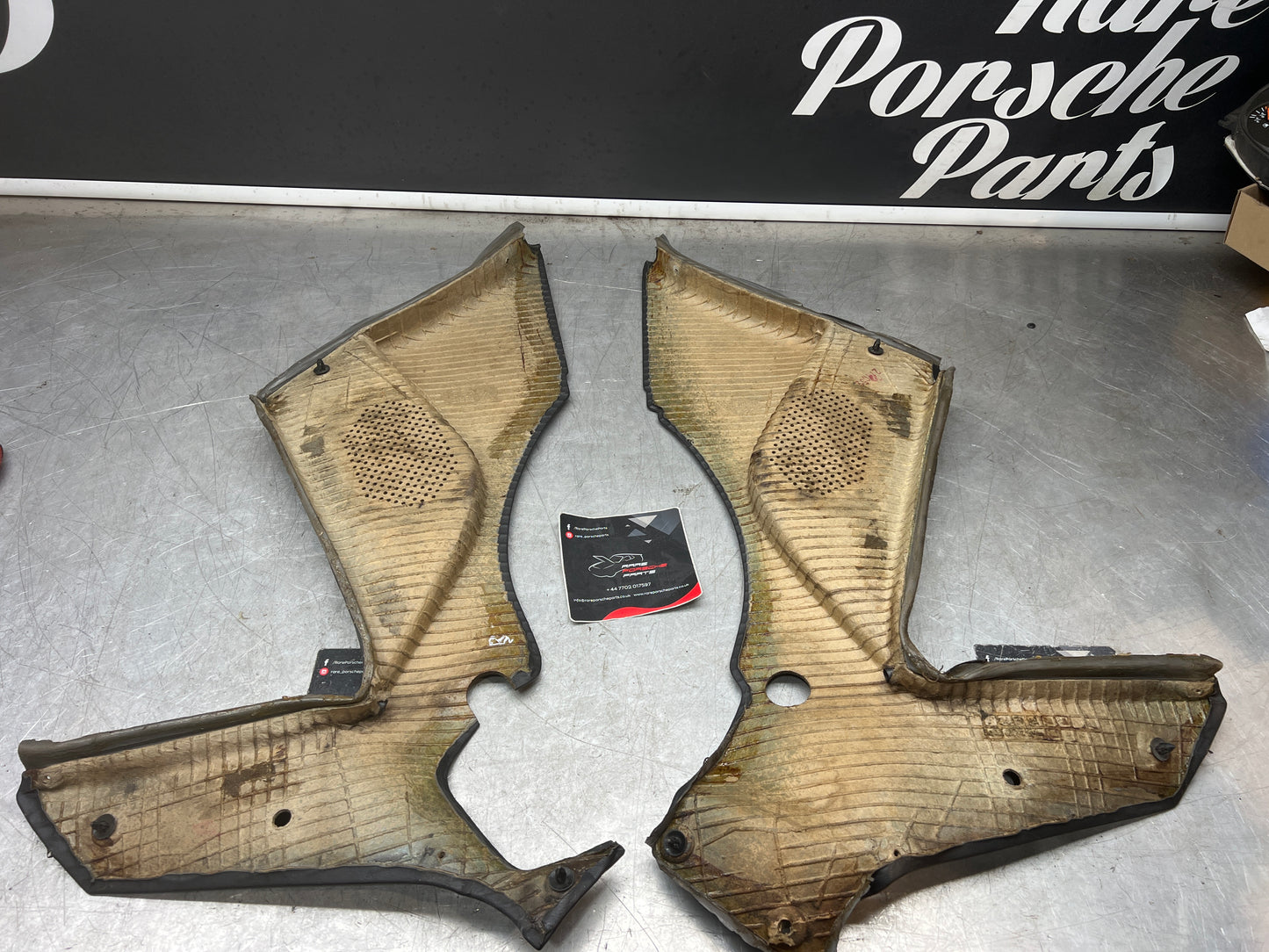 Porsche 944 black rear interior C Post trims/cards. Quarter panel trim used 944555021 944555022