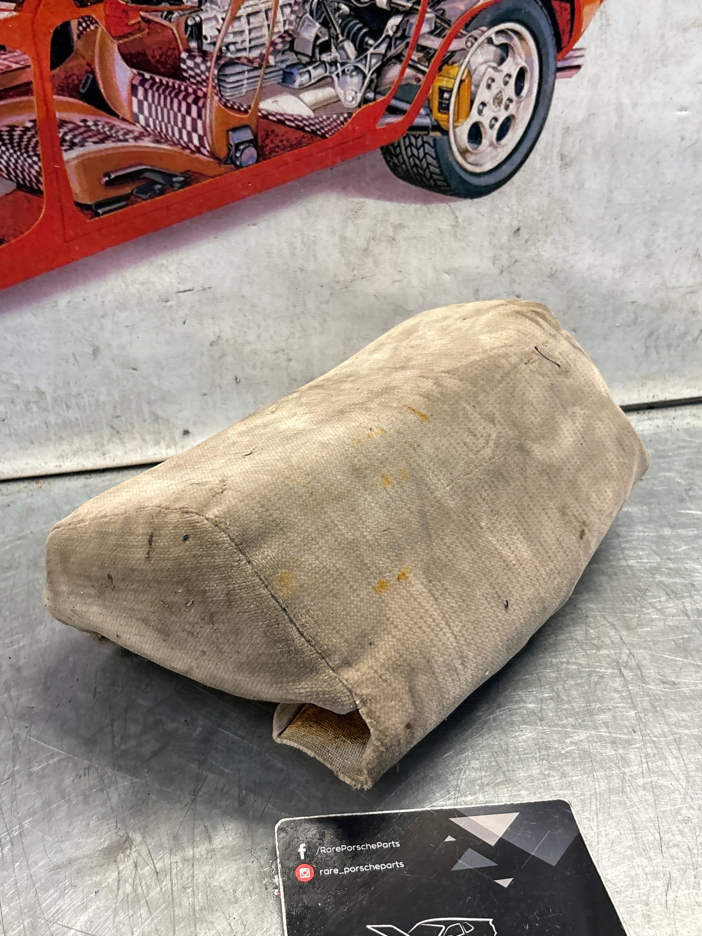 Porsche 928 rear right seat centre cushion, carpeted beige pinstripe, used 92852208851