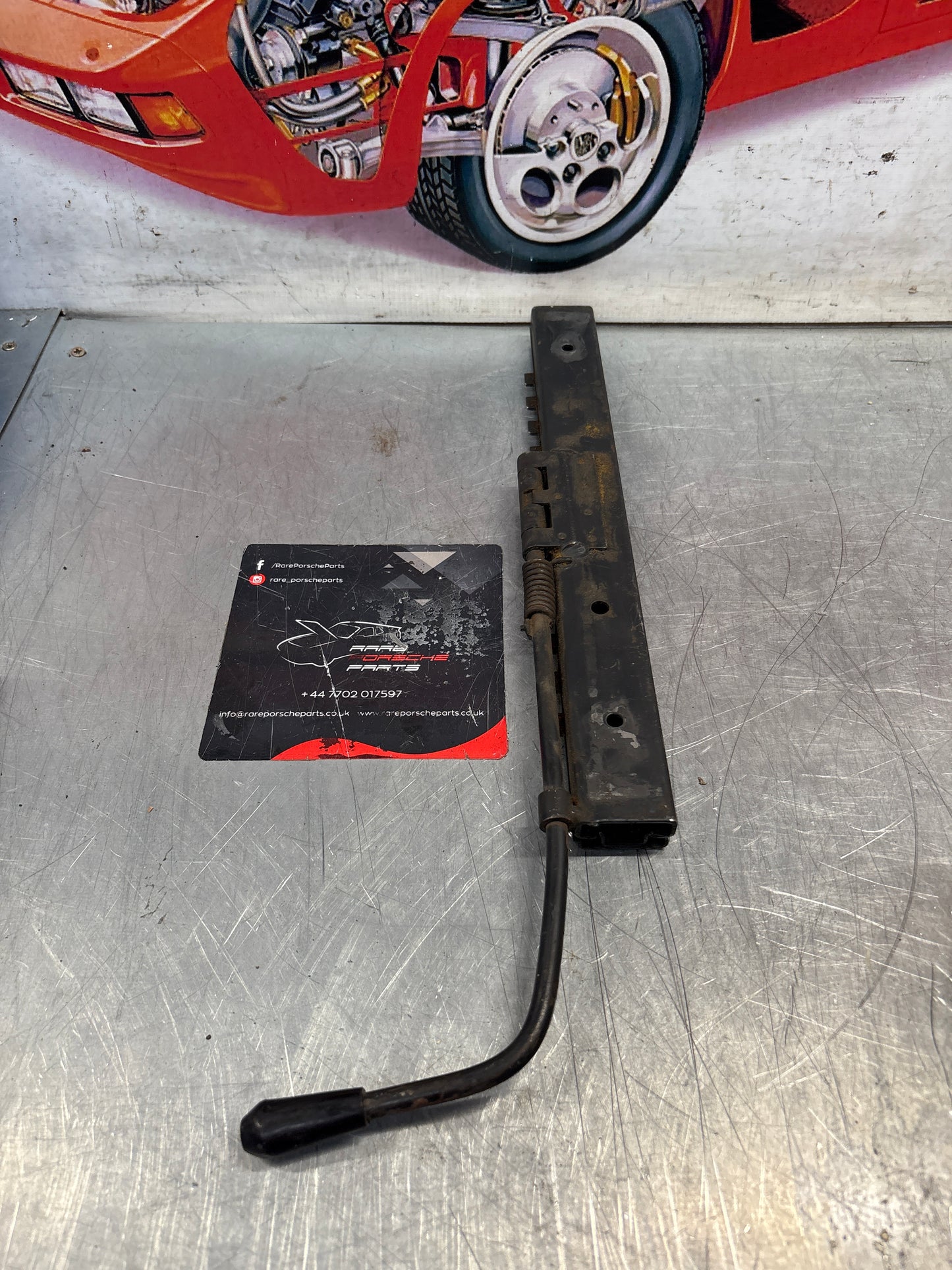 Porsche 924 944 911 left side seat runner with handle, used 92852148902