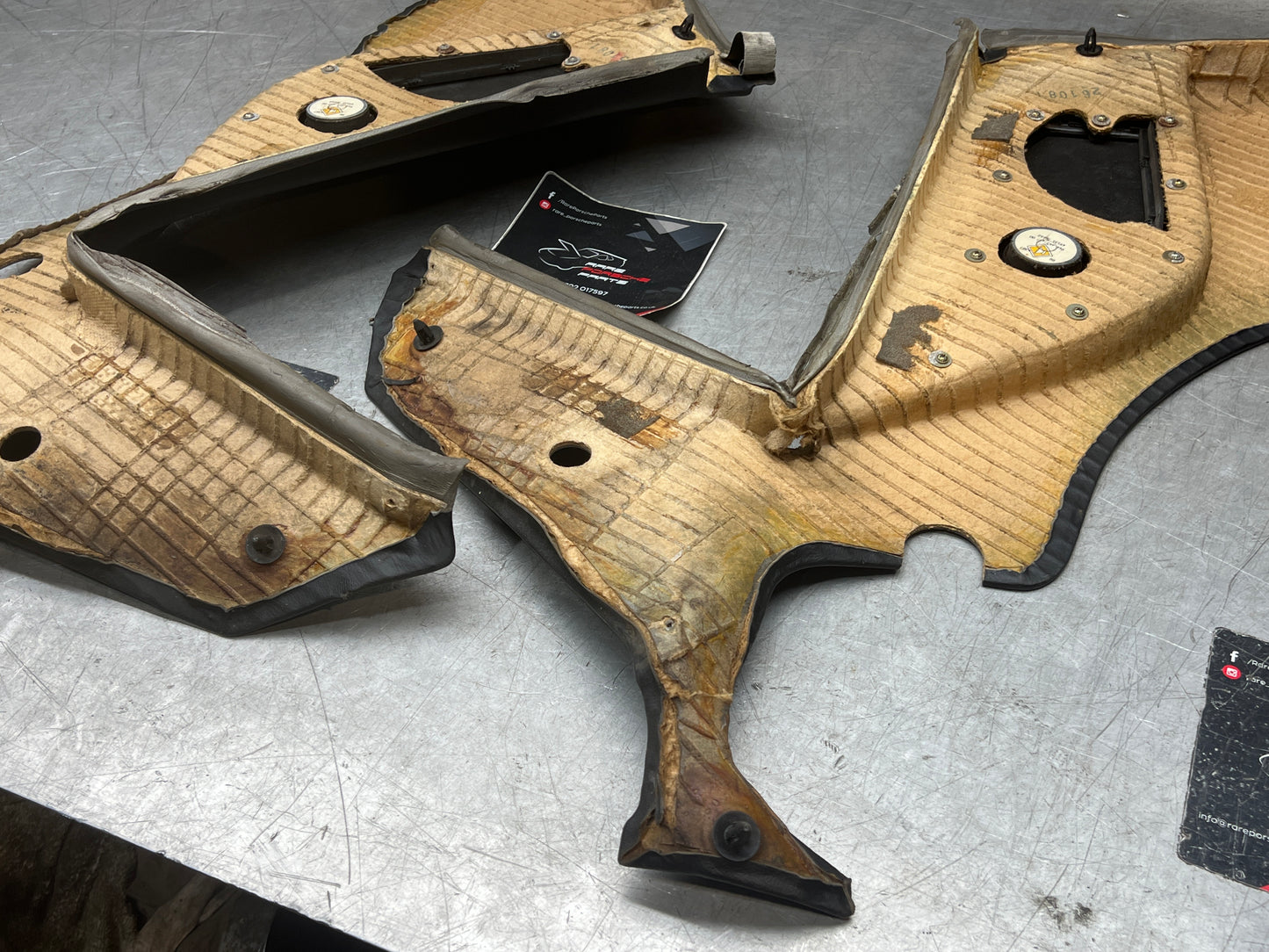 Porsche 944 Turbo S2 Black rear interior C Post trims/cards with M490 sound package, used 94455502113 / 94455502213