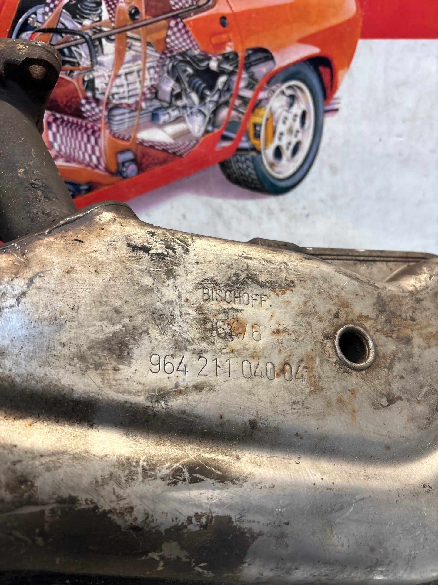 Porsche 911 964 right heat exchanger, used 96421104004
