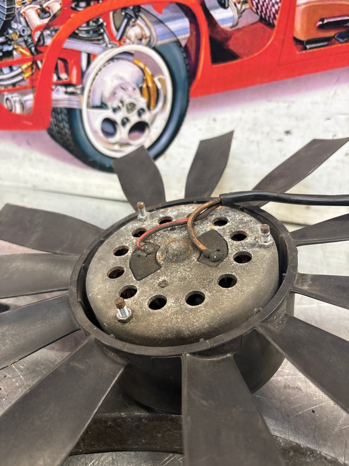 Porsche 928, 80- Air conditioner condenser  cooling  fan, genuine 92862410301 used