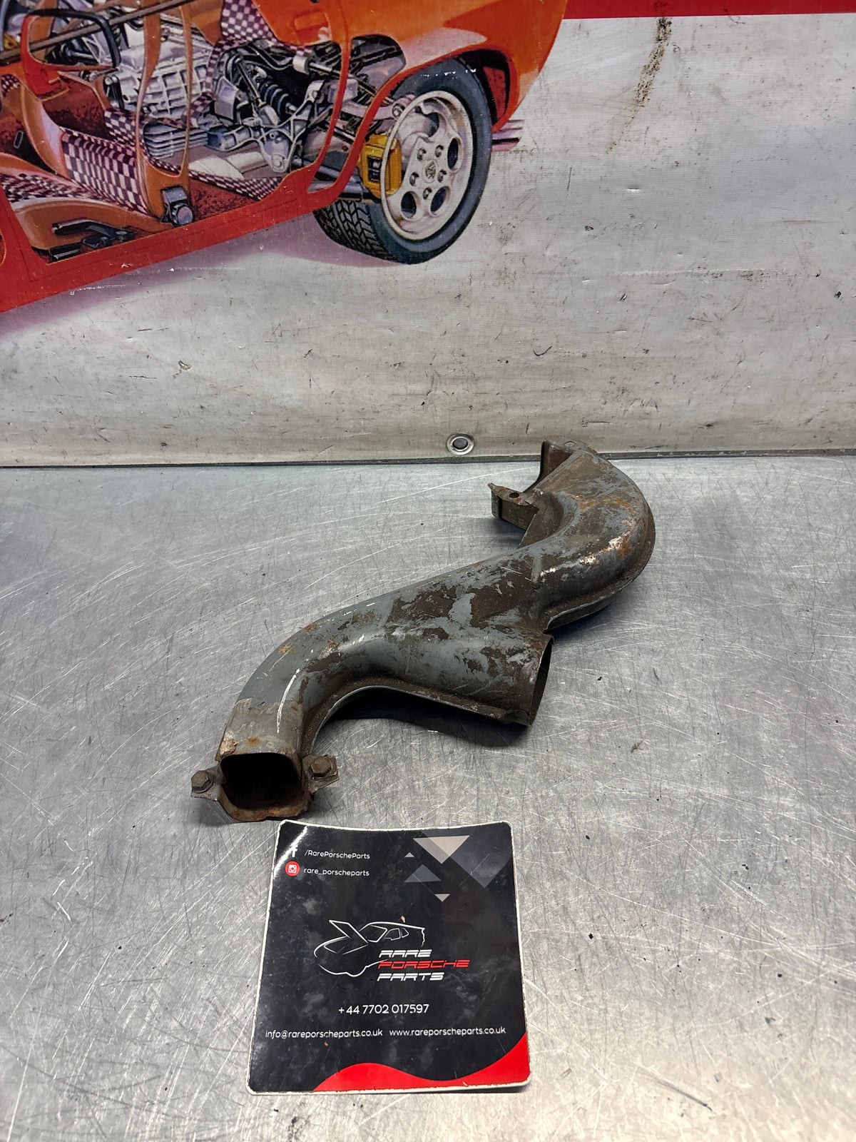 Porsche 914 right side heat duct, used 022256502A
