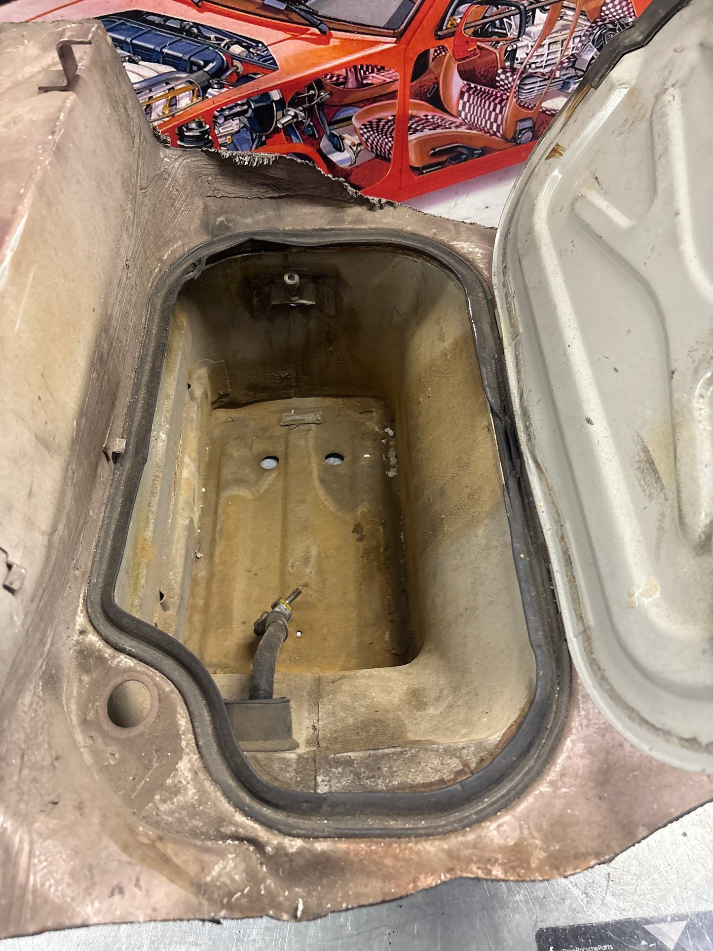 Porsche 928 Battery tray cut, 92850180502 used