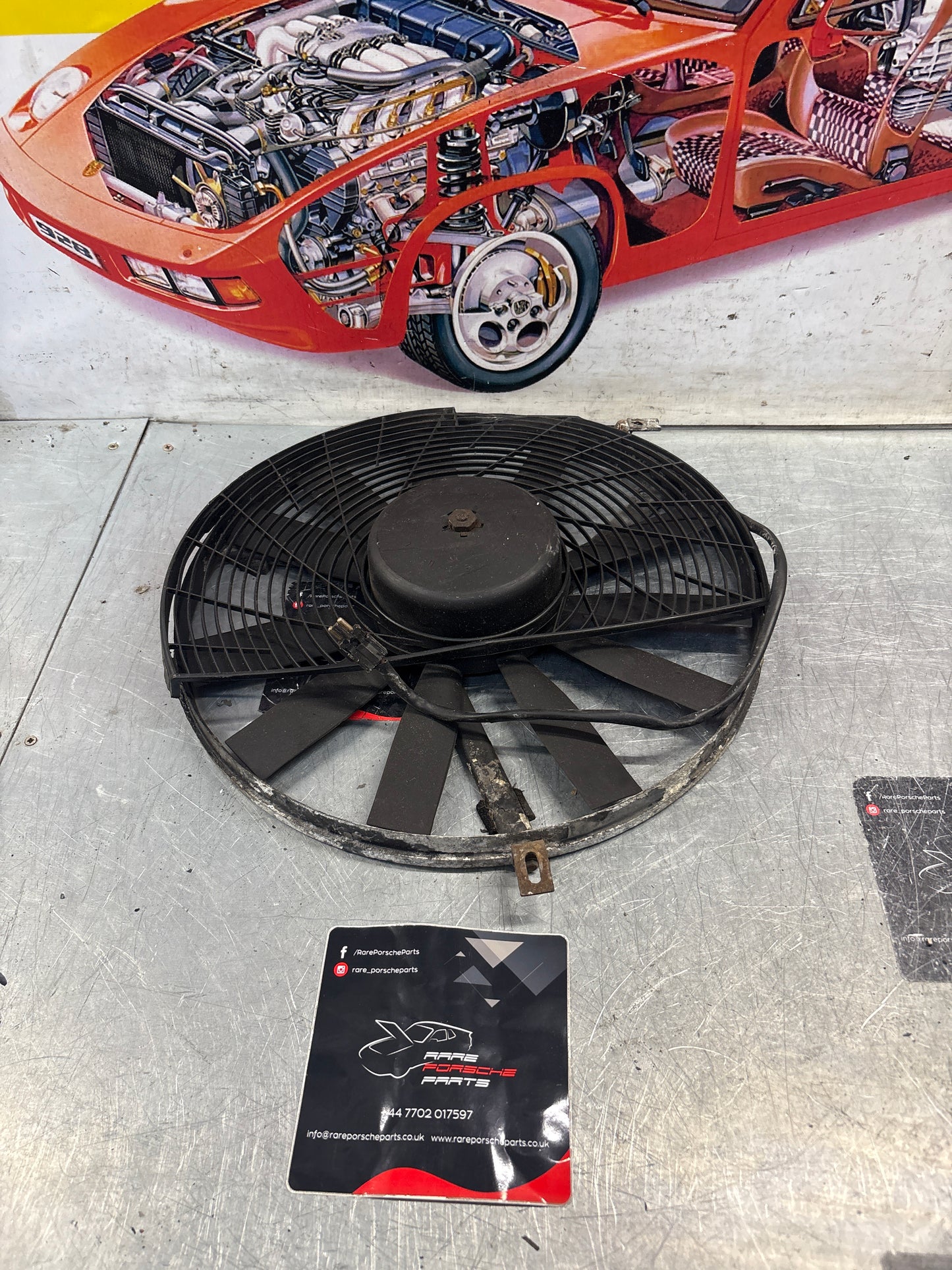 Porsche 928, 80- Air conditioner condenser  cooling  fan, genuine 92862410301 used