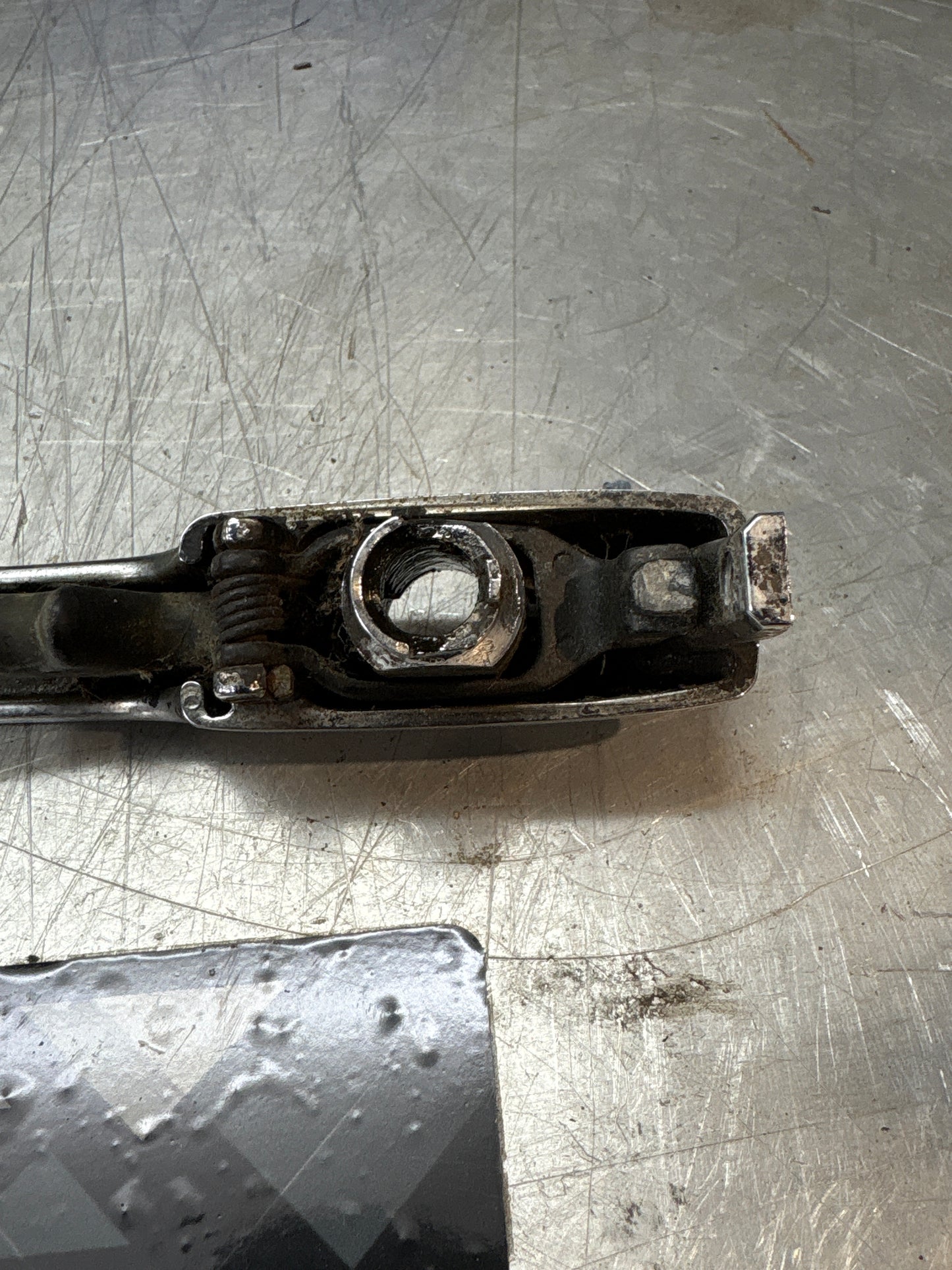 Porsche 924 early 76-79 Left or Right door handle without lock cylinder, chrome 477837037H, used