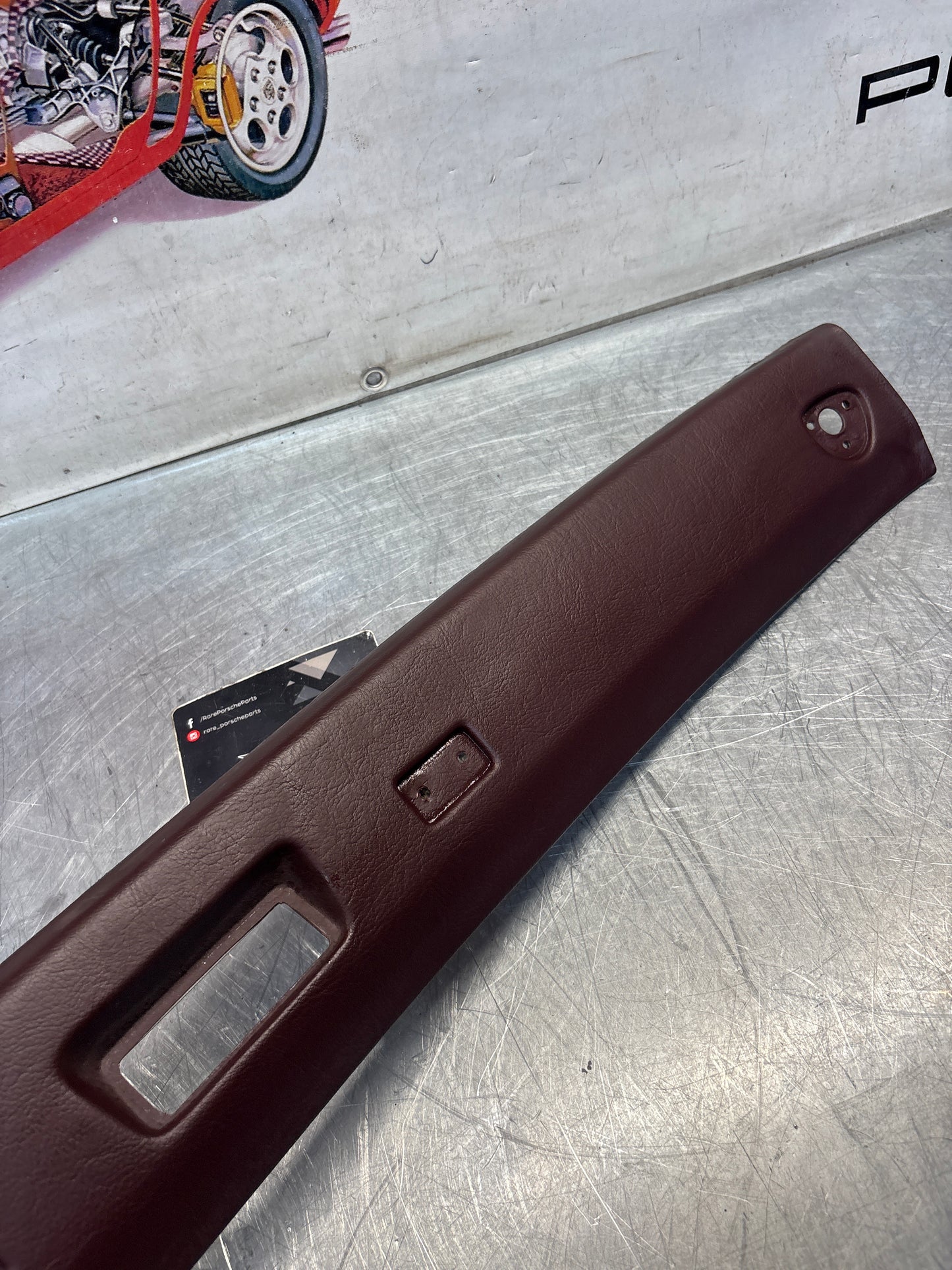 Porsche 944 / 968 front windshield panel trim, used, burgundy 94455503700