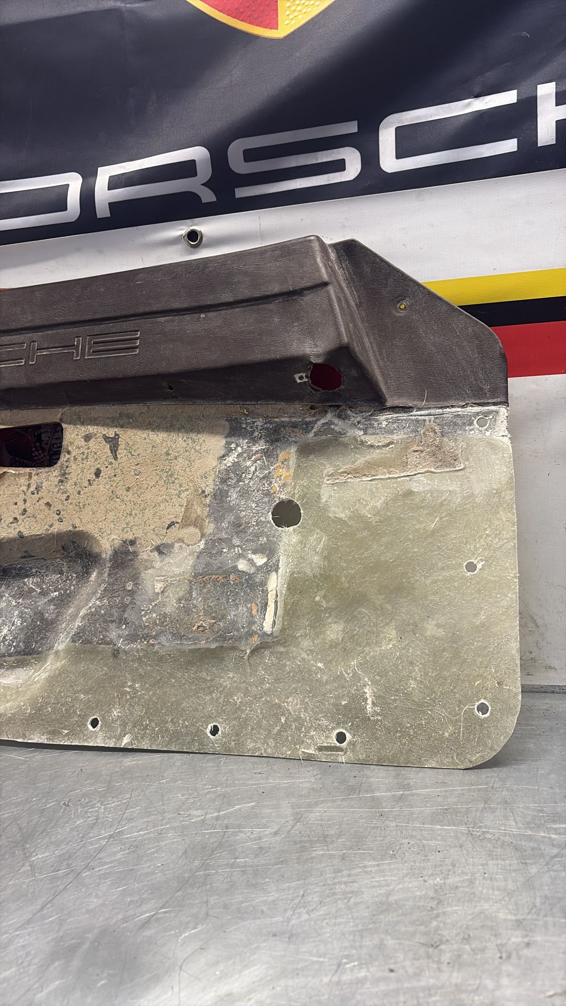 Porsche 924 / 944 early left manual Used door card, Porsche scripted brown, 477867011 no fabric!