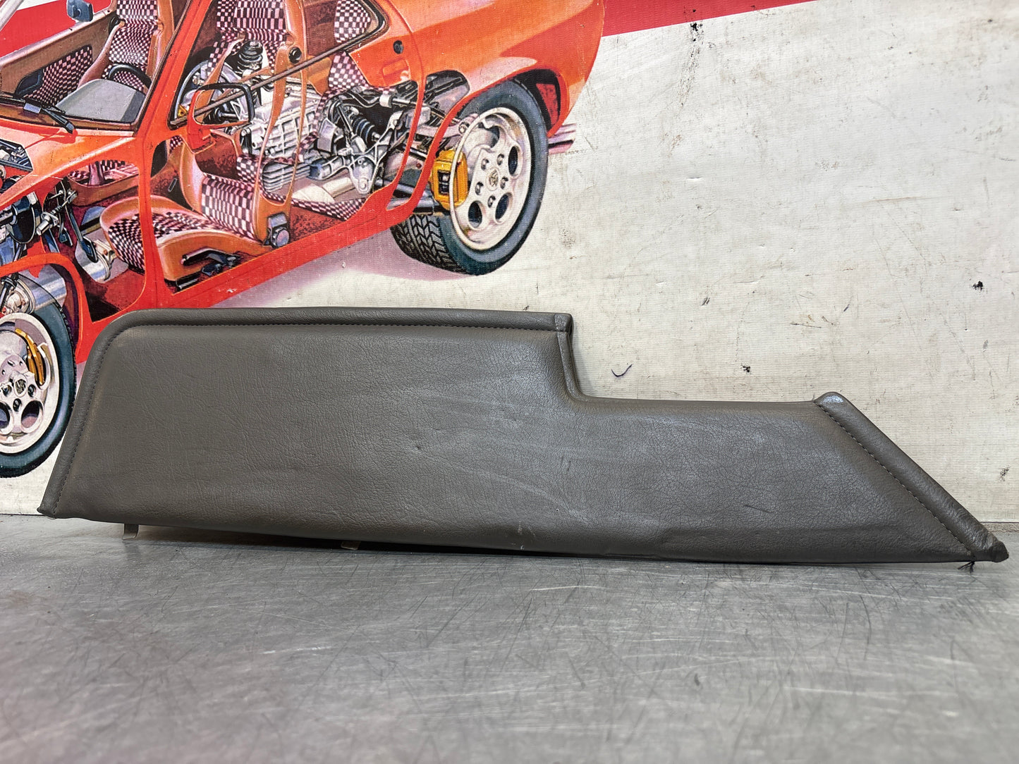 Porsche 928 door card insert panel, left grey, 92855505102, used