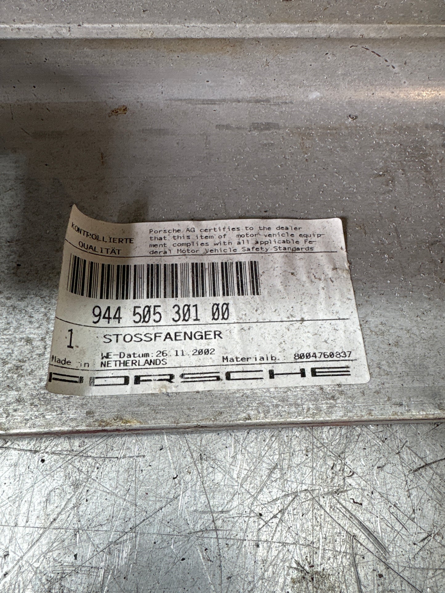 Porsche 944 Rear USA bumper, New 94450530100