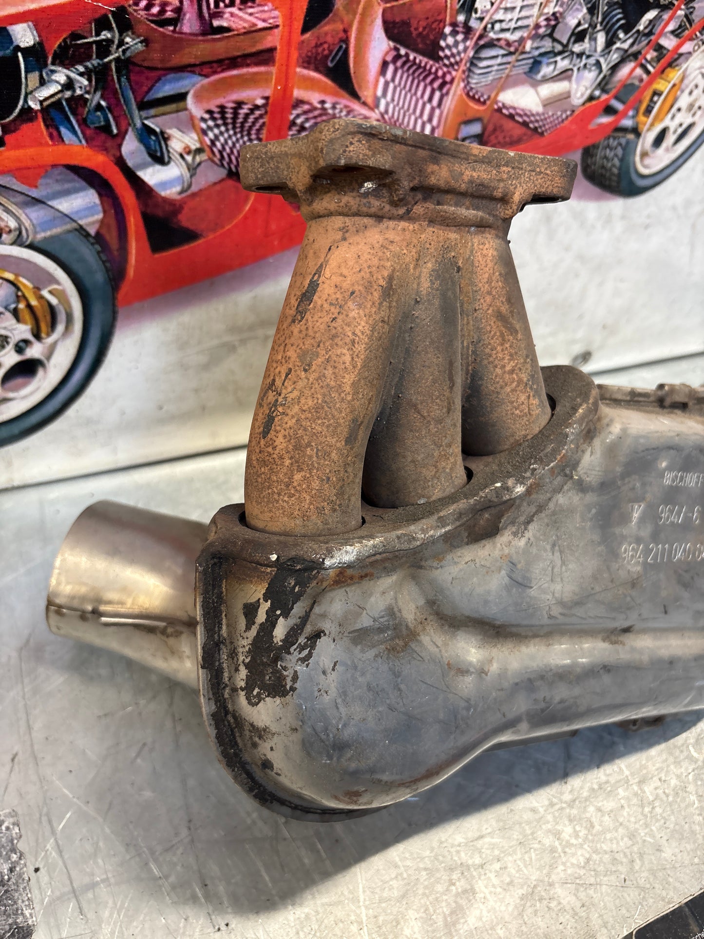 Porsche 911 964 right heat exchanger, used 96421104004