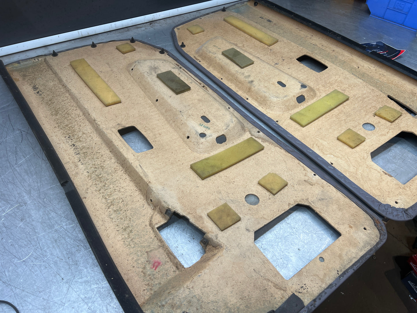 Porsche 944 85.5- pair of late UsedPorsche grey door cards, 94455501701 / 94455501801 used