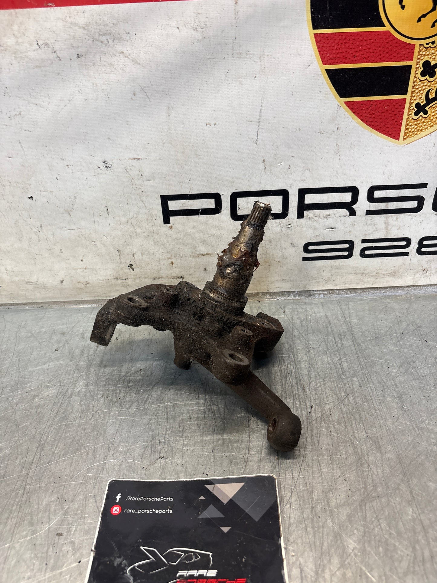 Porsche 928 right steering spindle knuckle, used 92834105803