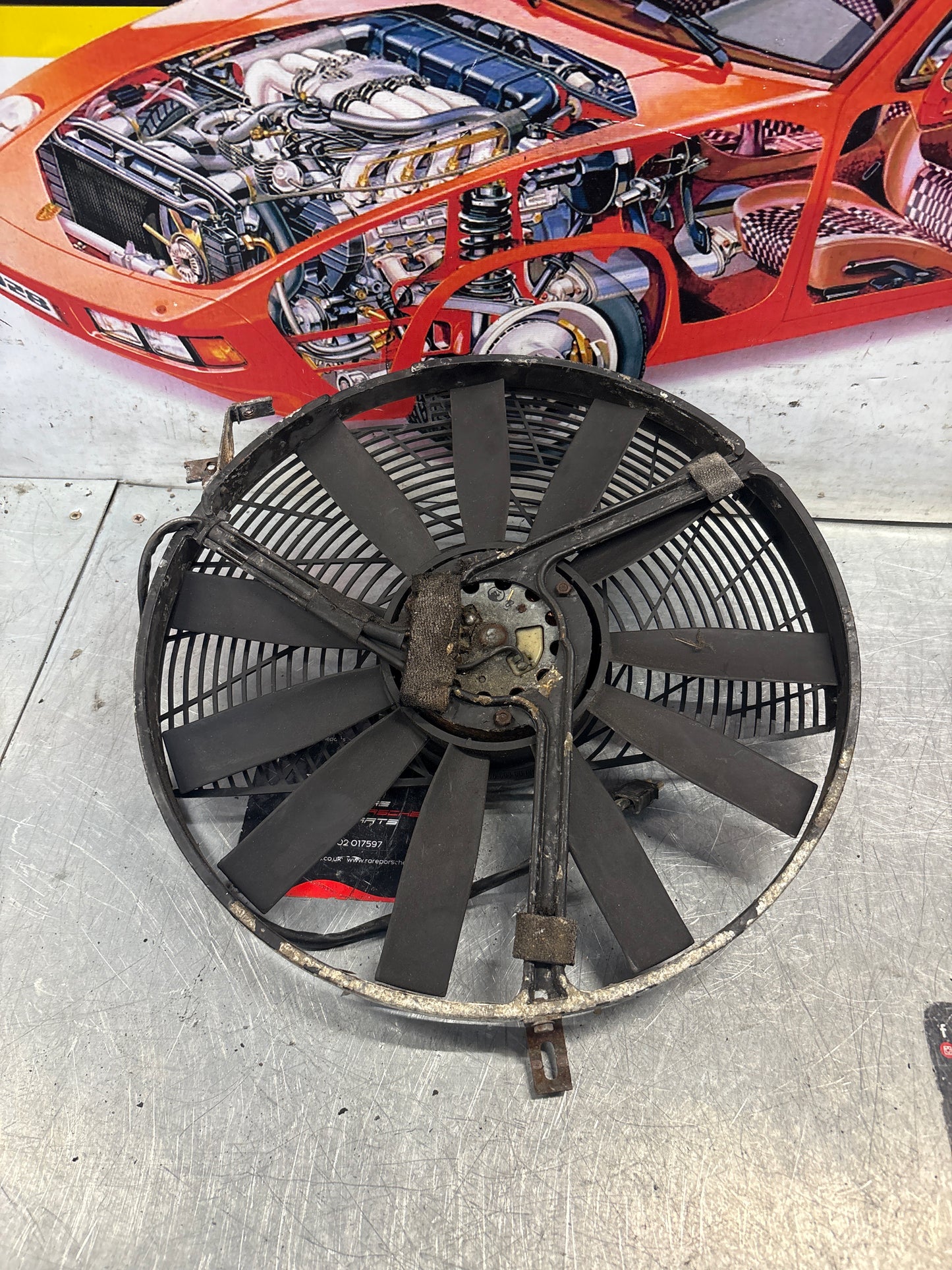 Porsche 928, 80- Air conditioner condenser  cooling  fan, genuine 92862410301 used