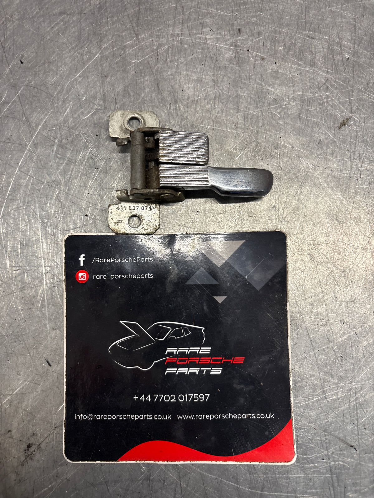 Porsche 914 left side inner door handle, used 411837071