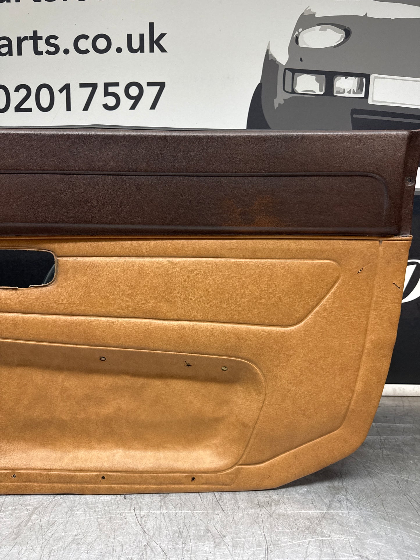 Porsche 924 / early 944 Brown and Caramel Used Door Cards, Pair. Fibreglass repaired 478867011