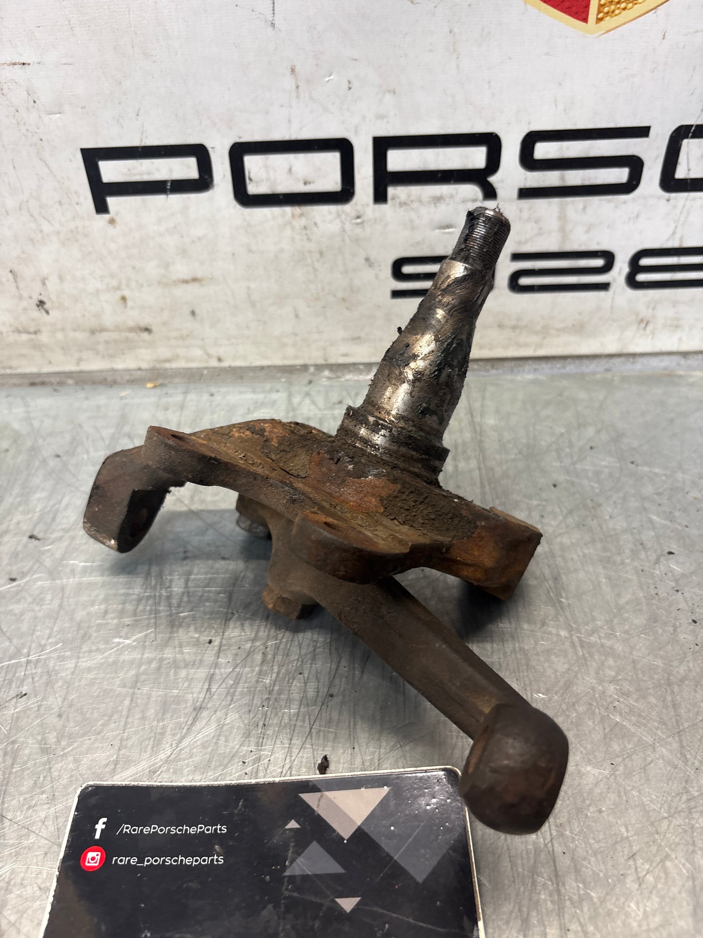 Porsche 928 right steering spindle knuckle, used 92834105803