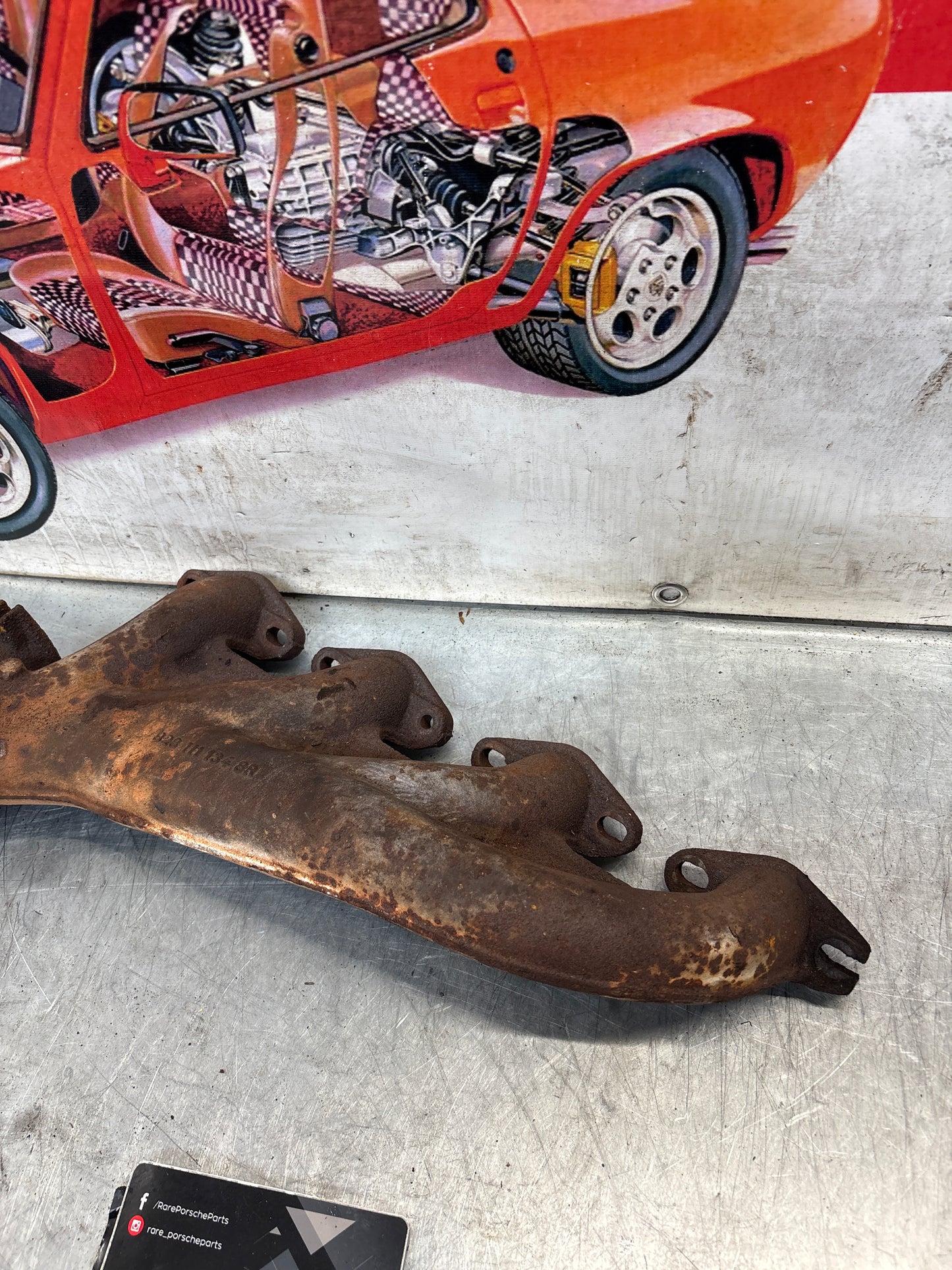Porsche 928 right exhaust manifold, used 9281111348R