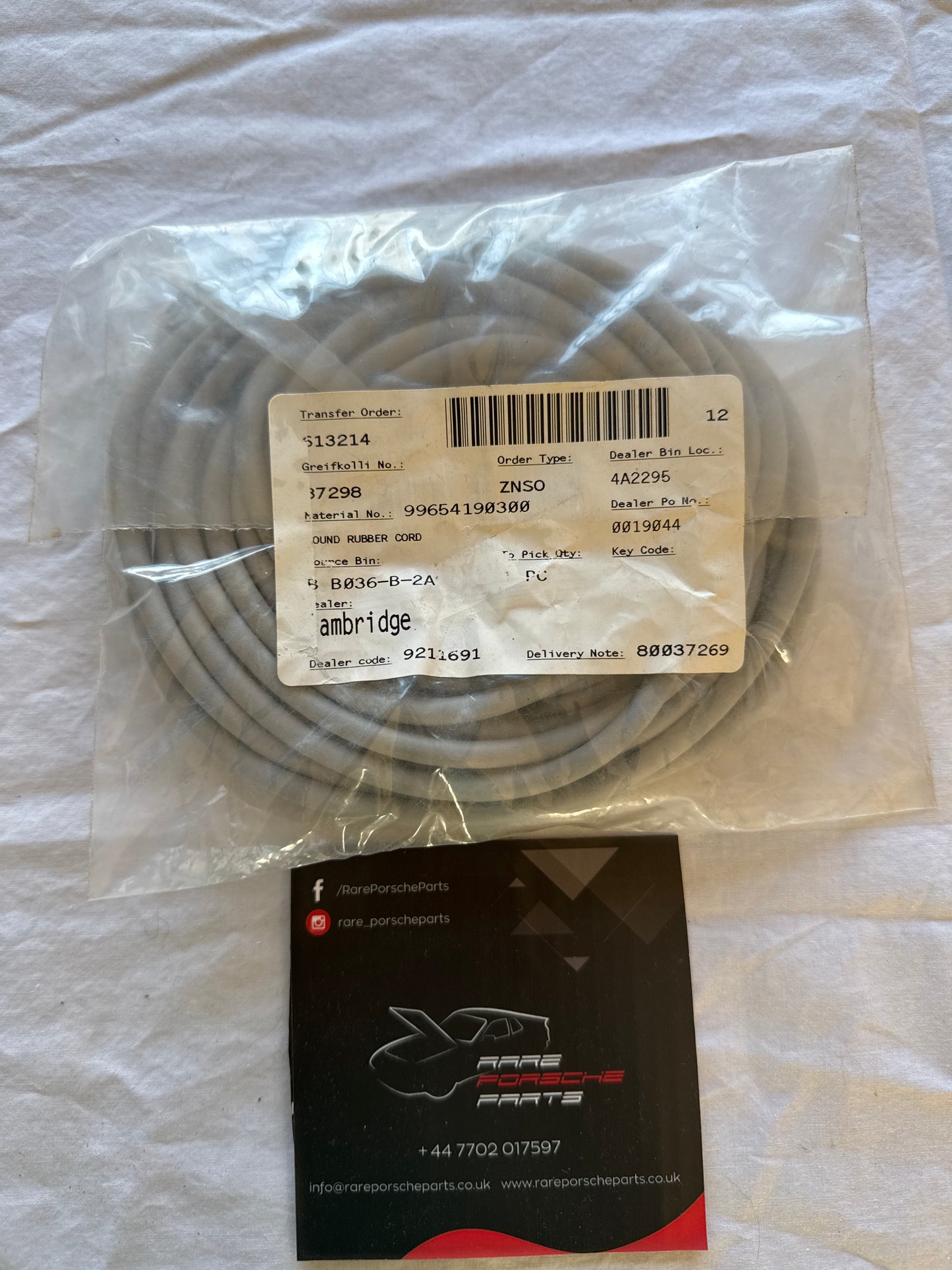 Porsche 996 rubber cord 99654190300 NOS