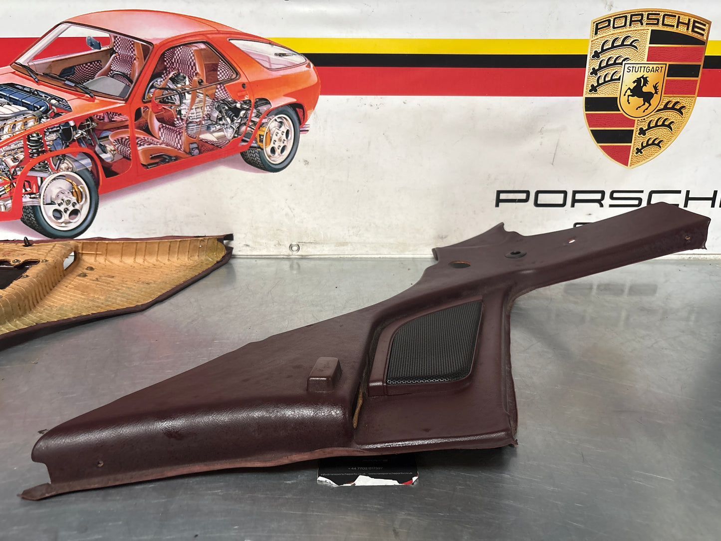 Porsche 944 Turbo S2 Burgundy rear interior C Post trims/cards with M490 sound package, used 94455502113 / 94455502213